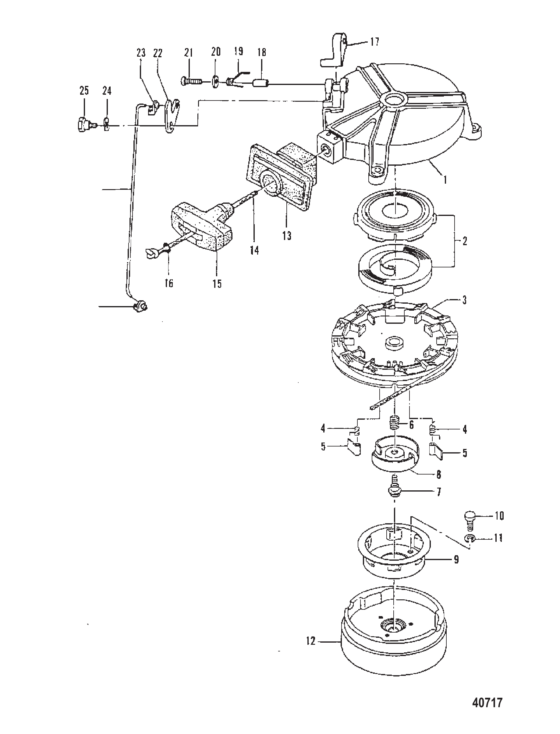 反冲启动器(序列号USA-A834681/比利时-9542671及以上) RECOIL STARTER S#USA-A834681/Belgium-9542671 and Up