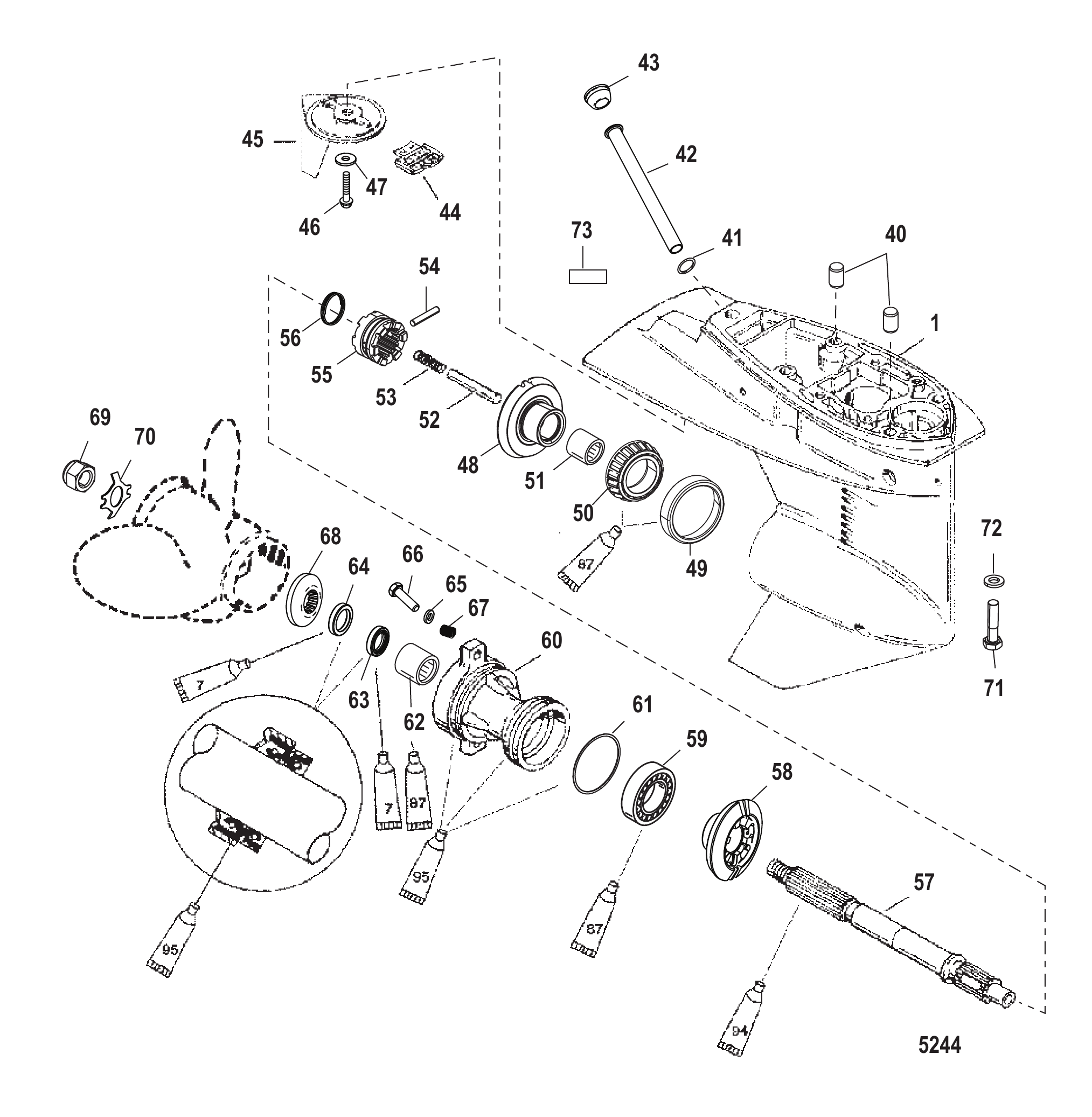 齿轮箱螺旋桨轴-2.00:1齿轮比 Gear Housing Propeller Shaft - 2.00:1 Gear Ratio