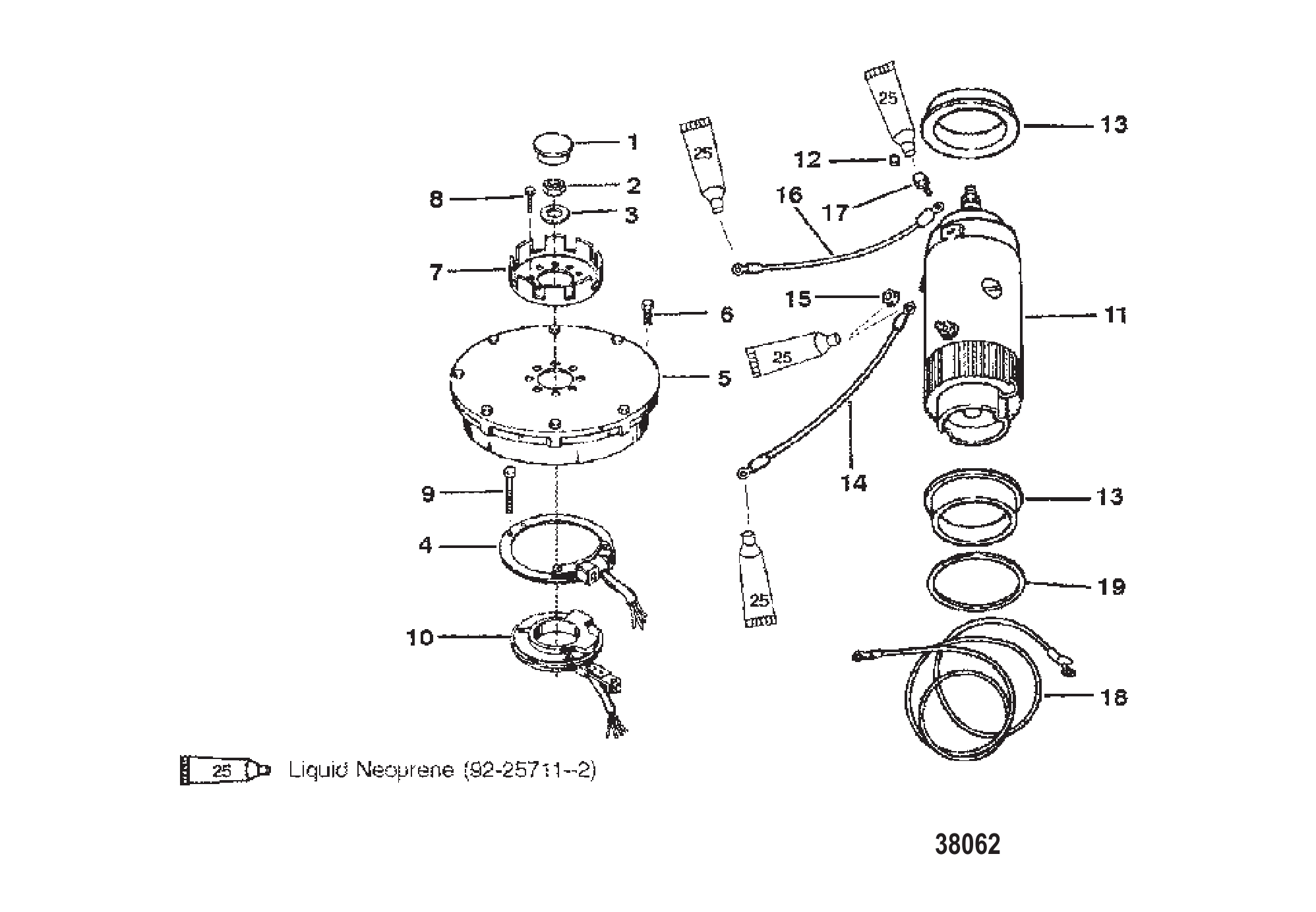 飞轮、定子及启动电机 FLYWHEEL, STATOR AND STARTER MOTOR