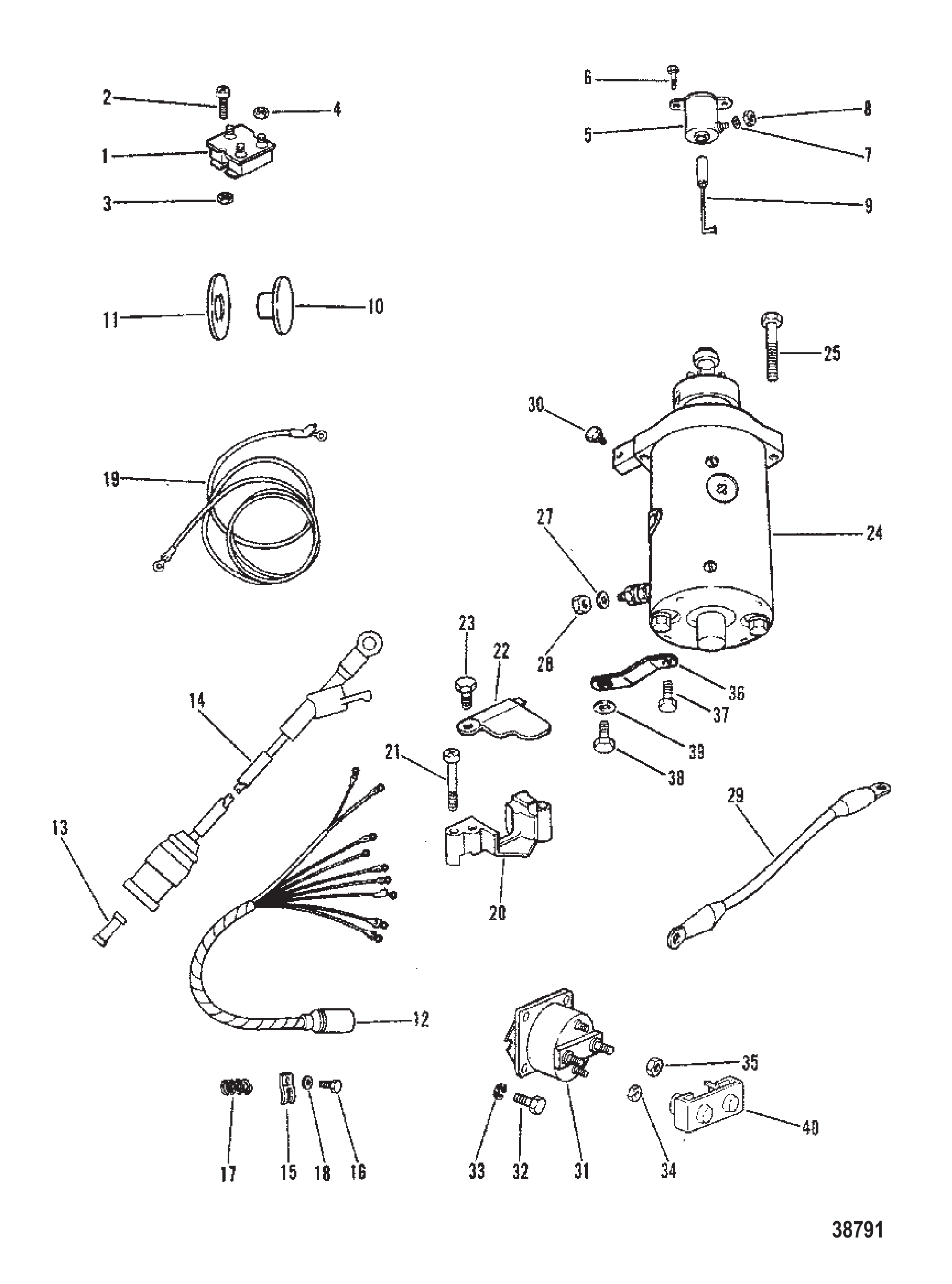 STARTER MOTOR, RECTIFIER AND WIRING HARNESS (ELECTRIC ONLY)