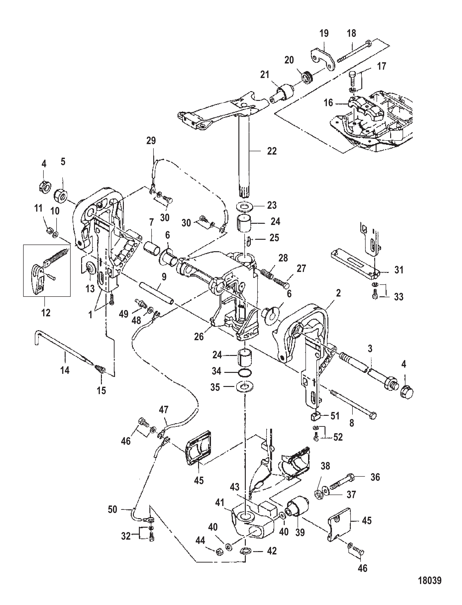 艉板转轴支架(手动) Transom and Swivel Brackets (Manual)