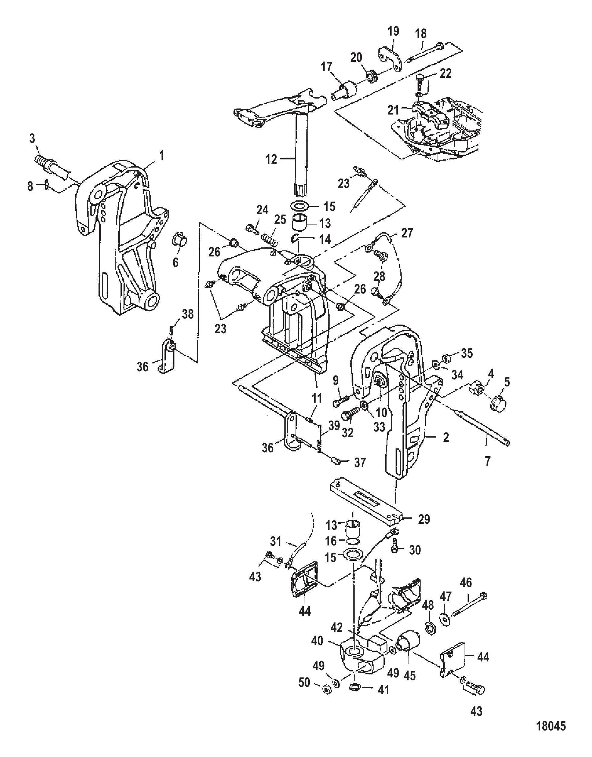 艉板转轴支架(动力升降) Transom and Swivel Brackets (Power Trim)