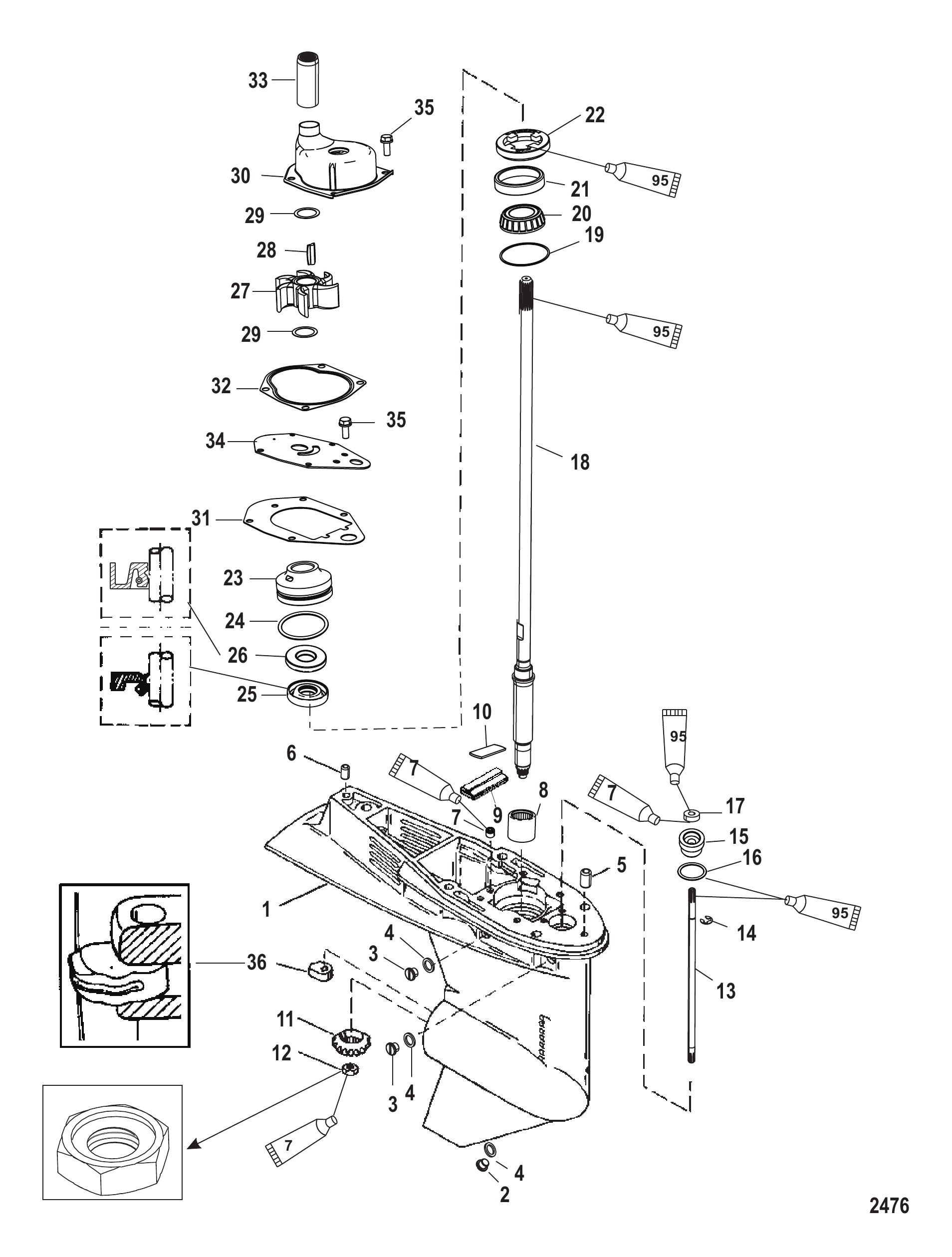 齿轮箱驱动轴 1.64:1 传动比 Gear Housing Driveshaft 1.64:1 Gear Ratio