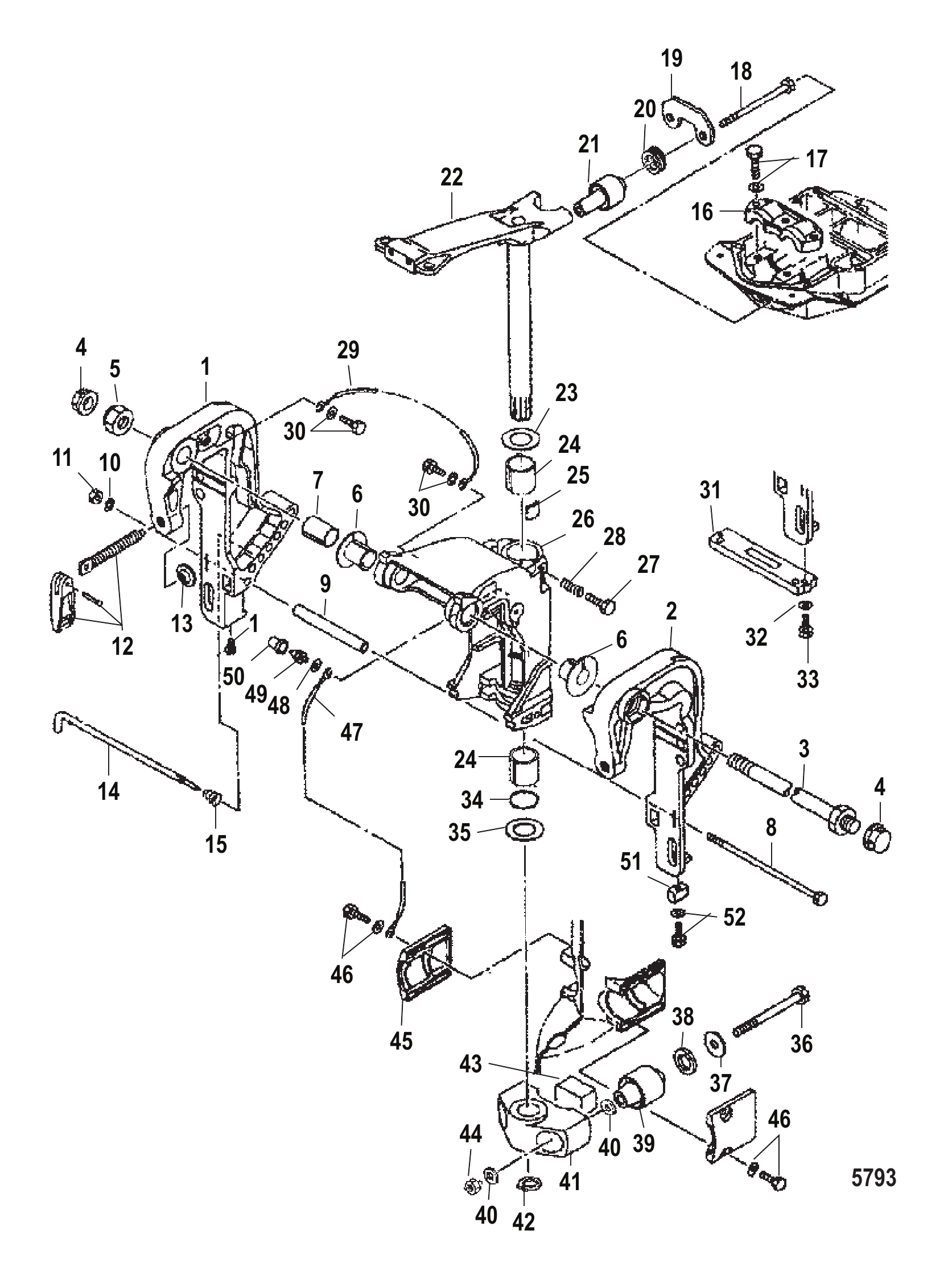 齿轮箱驱动轴序列号0N116270及以下 Gear Housing Driveshaft, Serial 0N116270 and Below