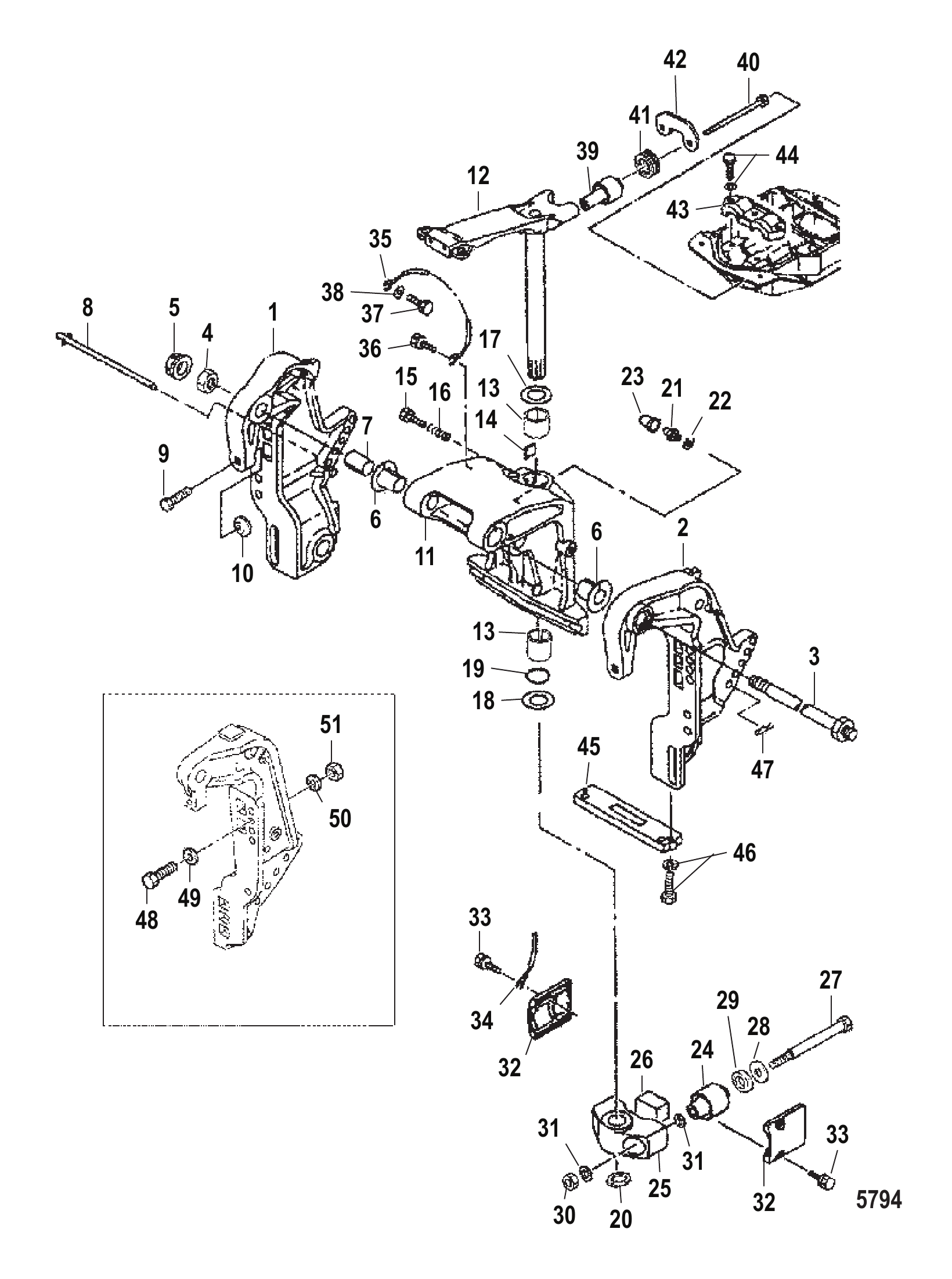 Transom and Swivel Brackets (Power Trim)