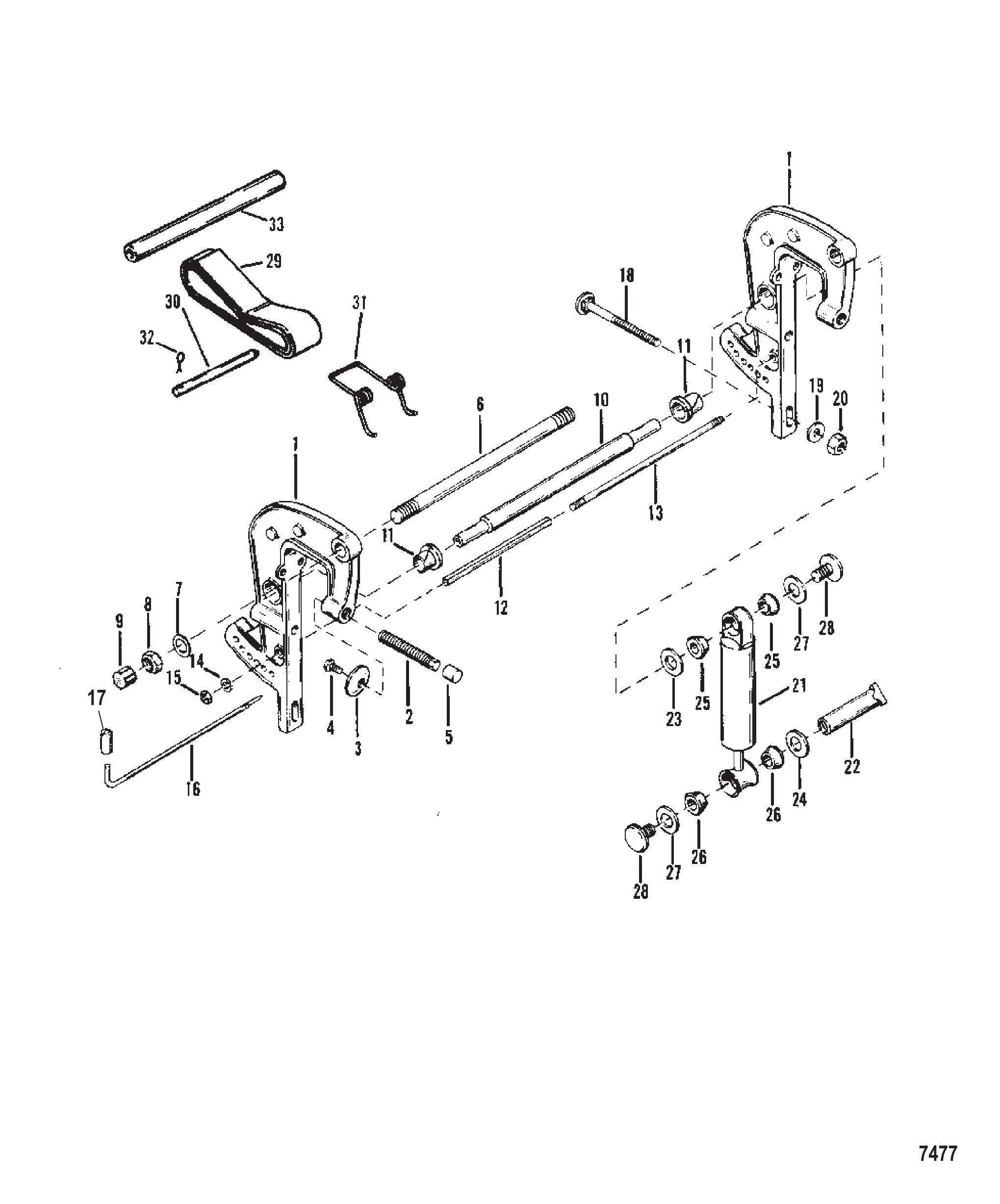 夹紧支架总成(非动力升降) Clamp Bracket Assembly (Non Power Trim)