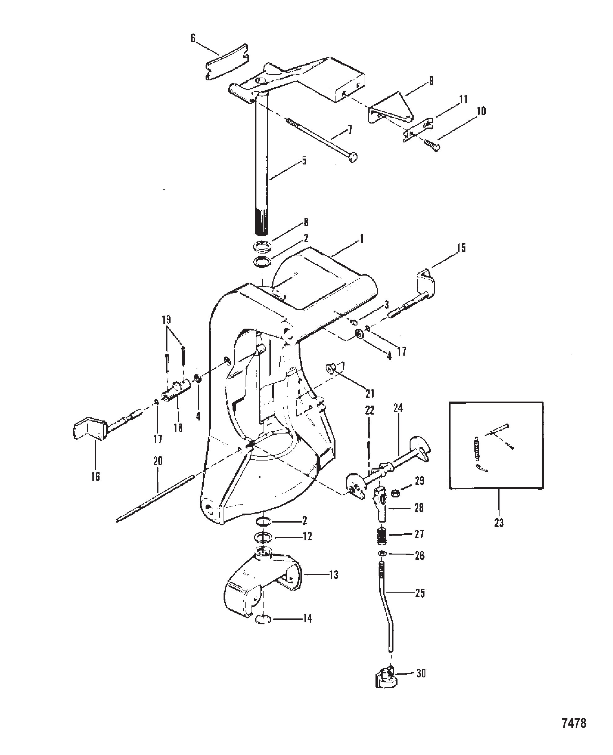 旋转支架与倒车锁(非动力升降) Swivel Bracket and Reverse Lock (Non Power Trim)