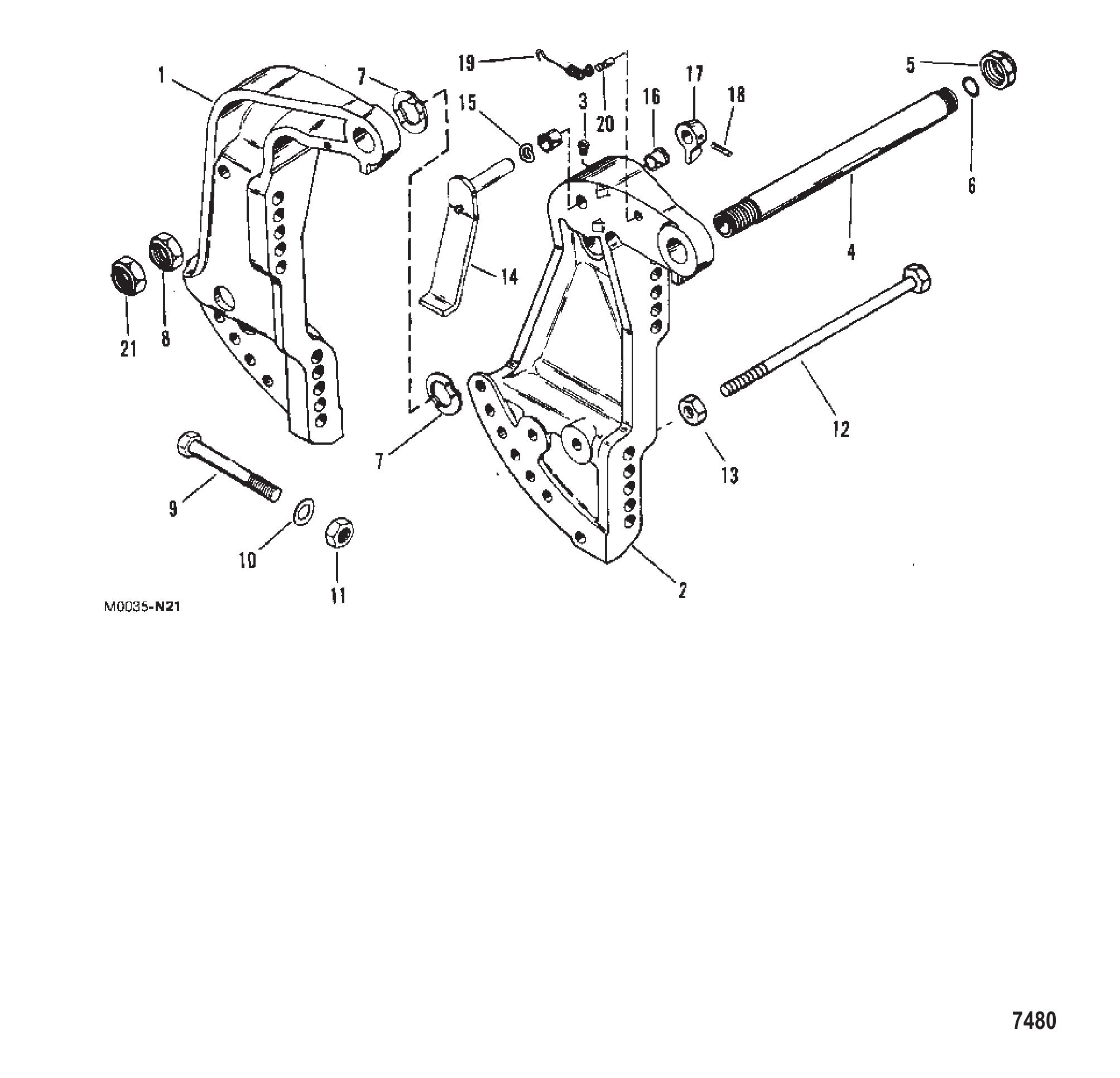 艉板支架(动力升降) Transom Bracket (Power Trim)