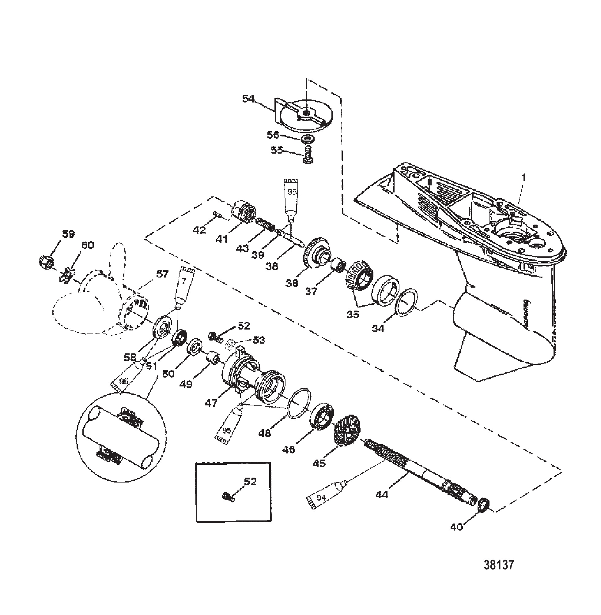齿轮箱(螺旋桨轴)(50/55/60) GEAR HOUSING (PROPELLER SHAFT)(50/55/60)