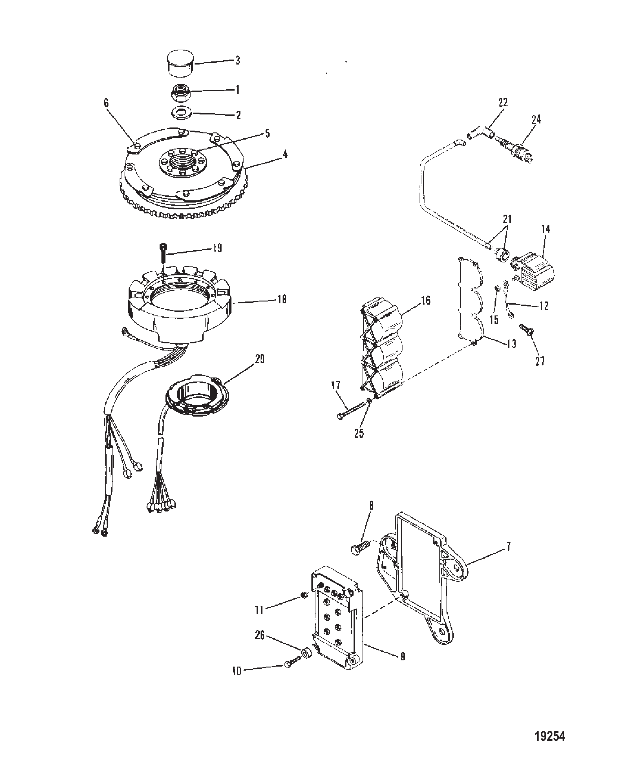飞轮、开关盒、点火线圈与定子 Flywheel, Switch Box, Ignition Coil and Stator