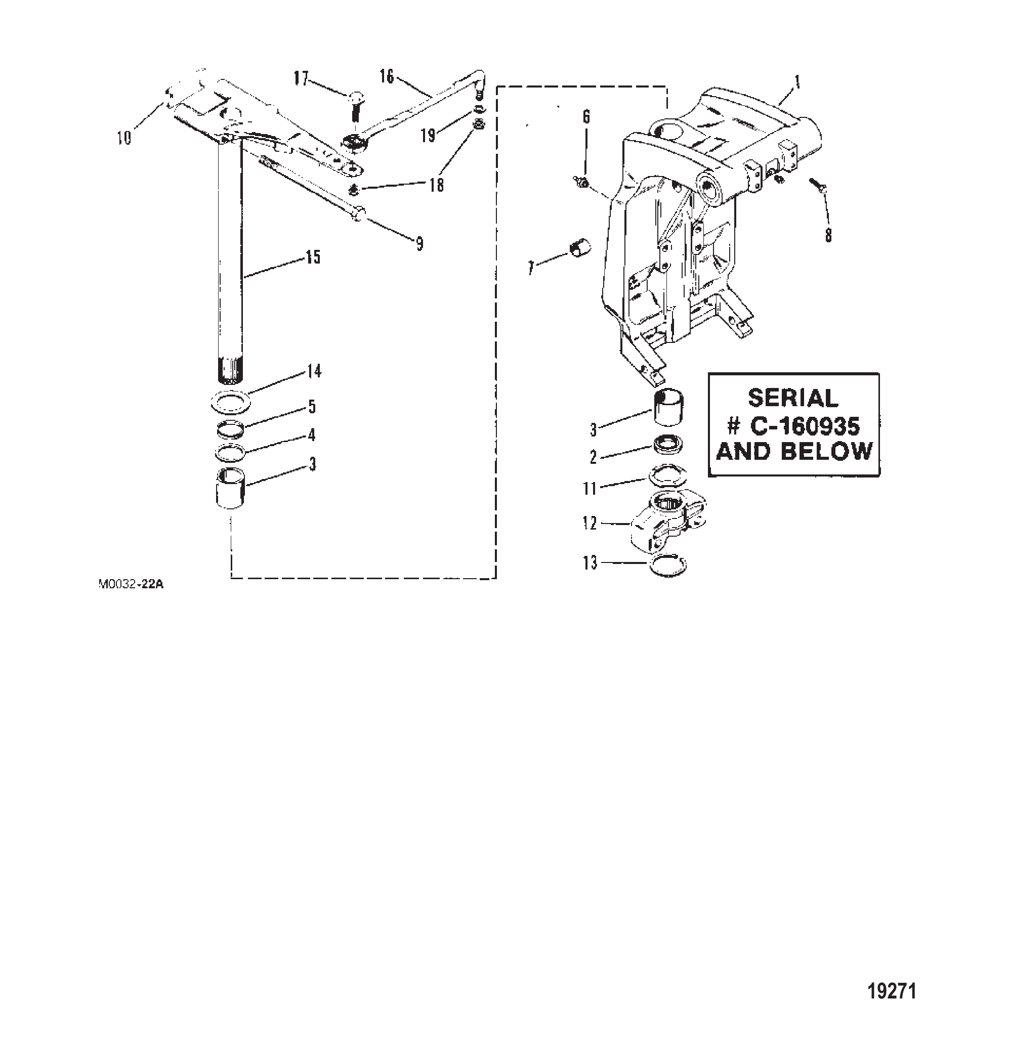 旋转支架（动力配平）(序列号0C160935及以下) Swivel Bracket (Power Trim)(S/N-0C160935 & Below)