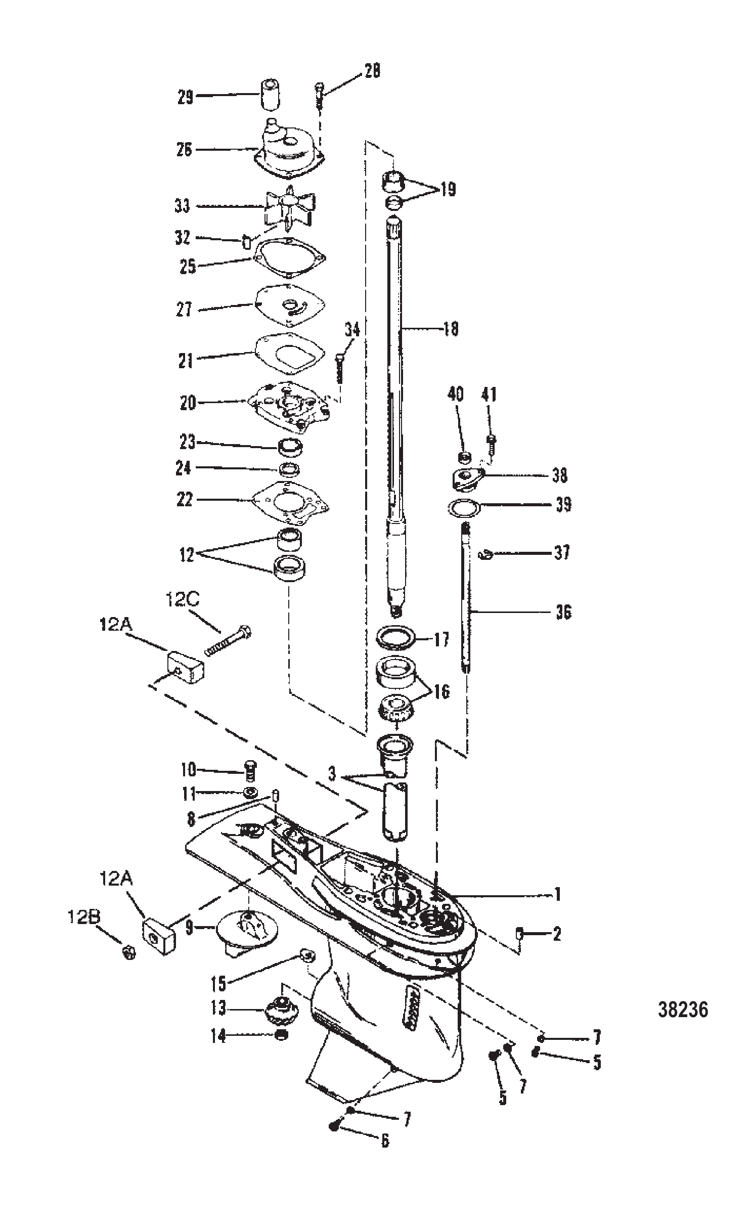 齿轮箱壳体(驱动轴-大脚/海宝/马拉松/浮筒型) GEAR HSG (DRIVE-BIGFOOT/SEAPRO/MARATHON/PONTOON)