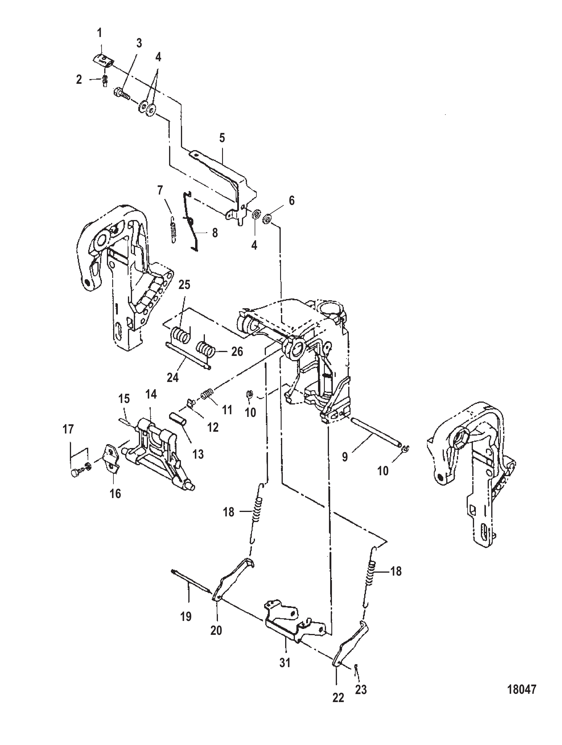 手动倾斜装置序列号0N096057及以下 Manual Tilt Serial Number 0N096057 and Below