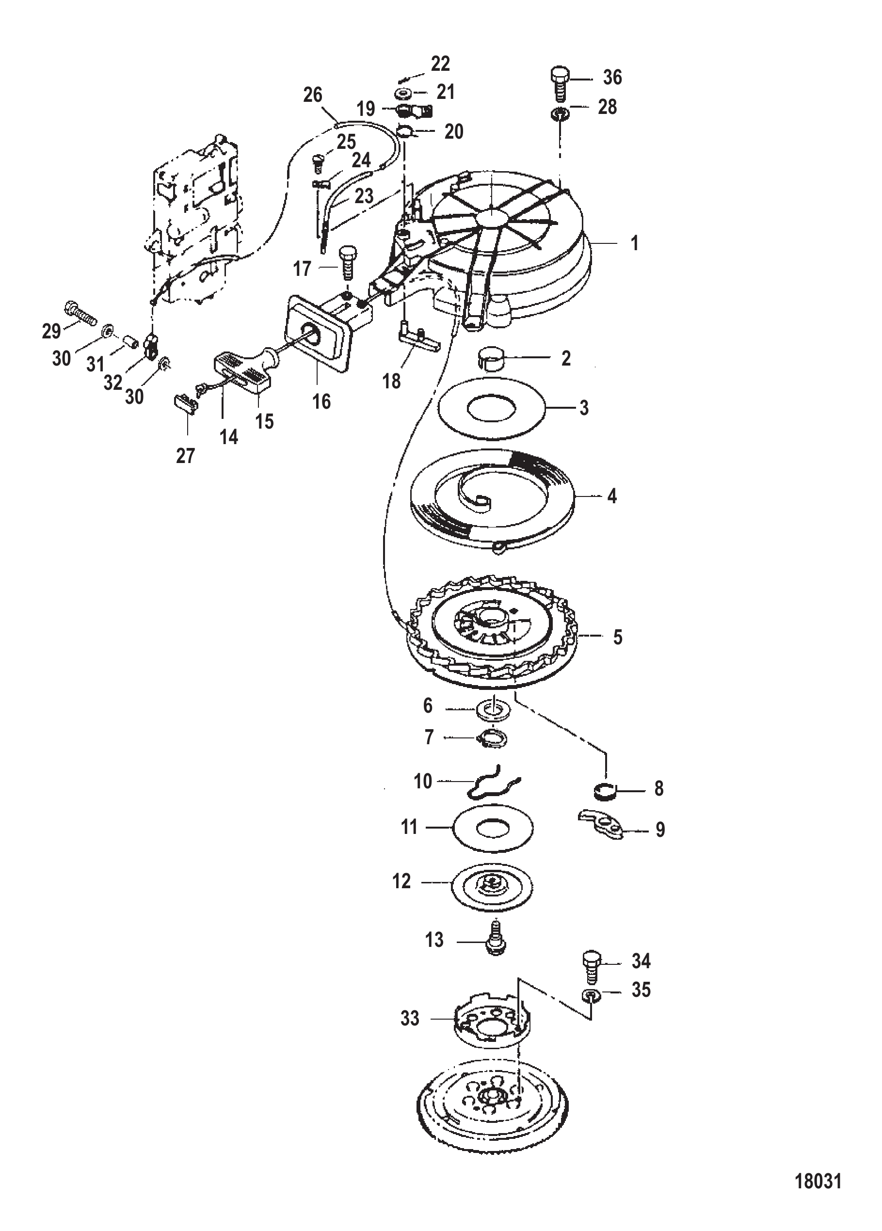 反冲启动器序列号0N252805及以下 Recoil Starter Serial 0N252805 and Below