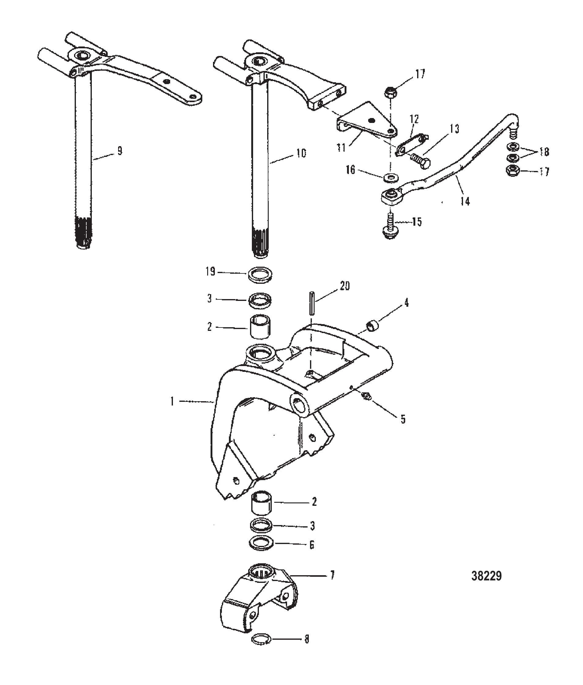 旋转支架(序列号:0D181999及以下) SWIVEL BRACKET (S/N: 0D181999 AND BELOW)