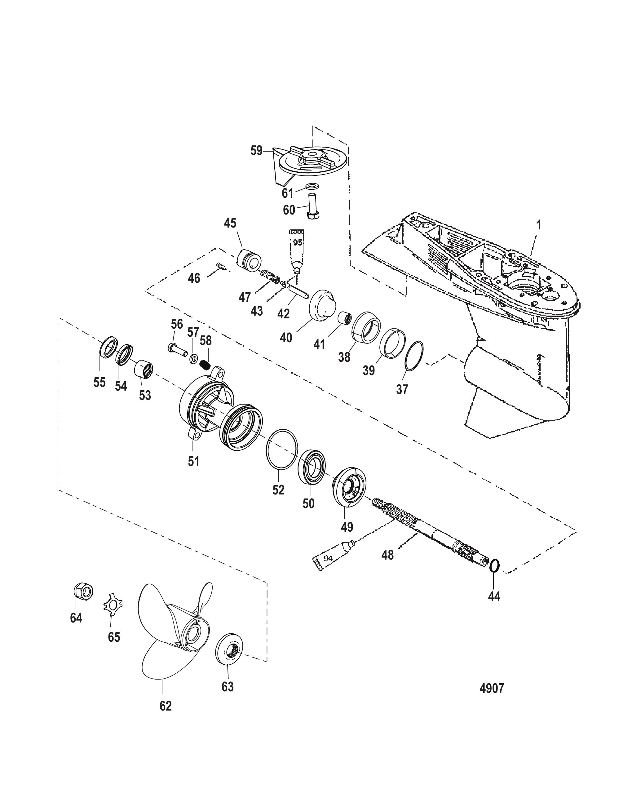 齿轮箱螺旋桨轴 1.64:1 传动比 Gear Housing Propeller Shaft - 1.64:1 Gear Ratio