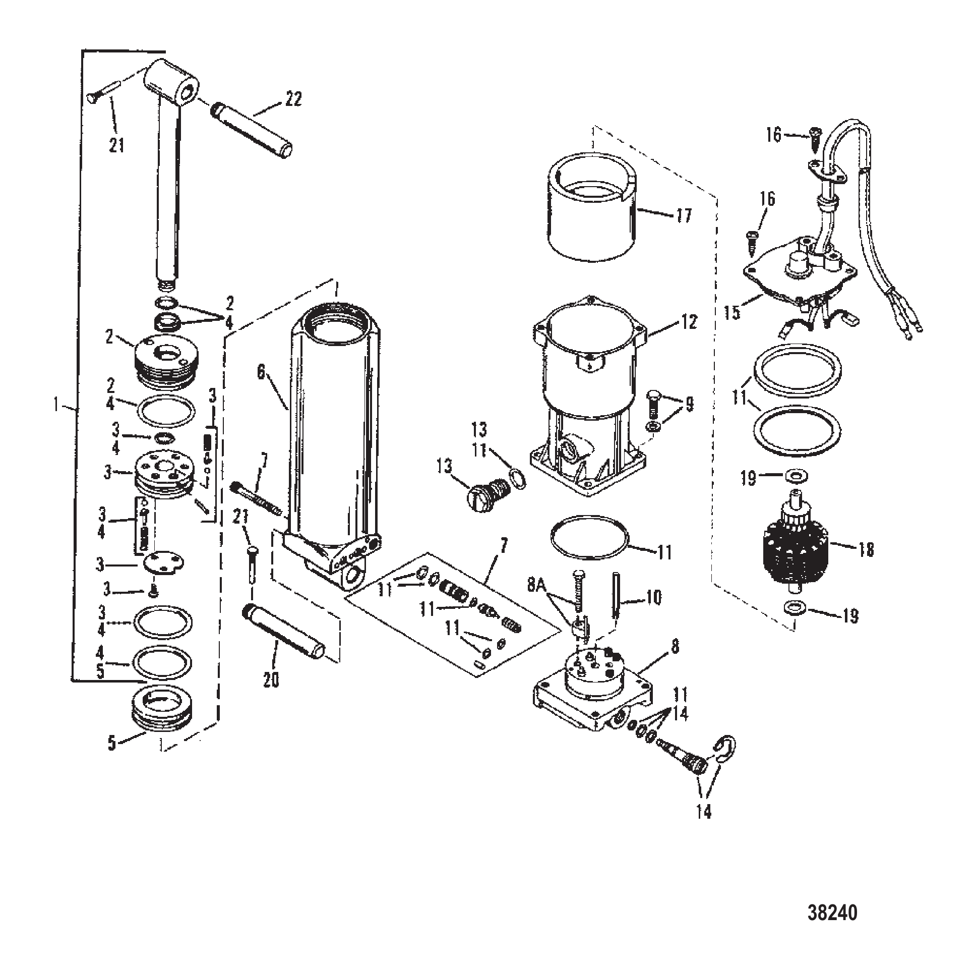 动力配平组件(序列号:0D182000及以上) POWER TRIM COMPONENTS (S/N: 0D182000 AND UP)
