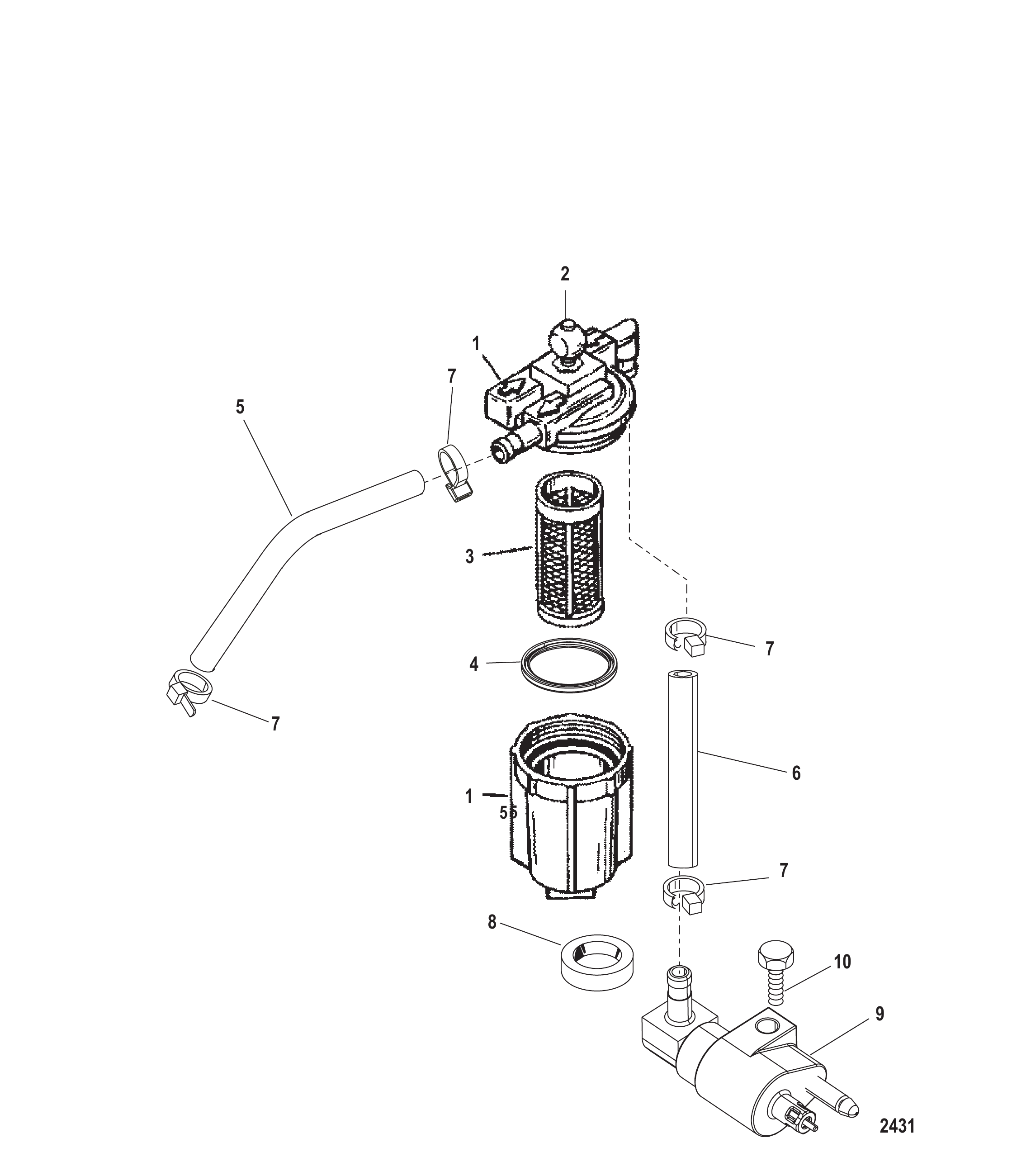 燃油滤清器总成(USA-1B153167/BEL-0P360020及以下) Fuel Filter Assembly (USA-1B153167/BEL-0P360020 and Below)