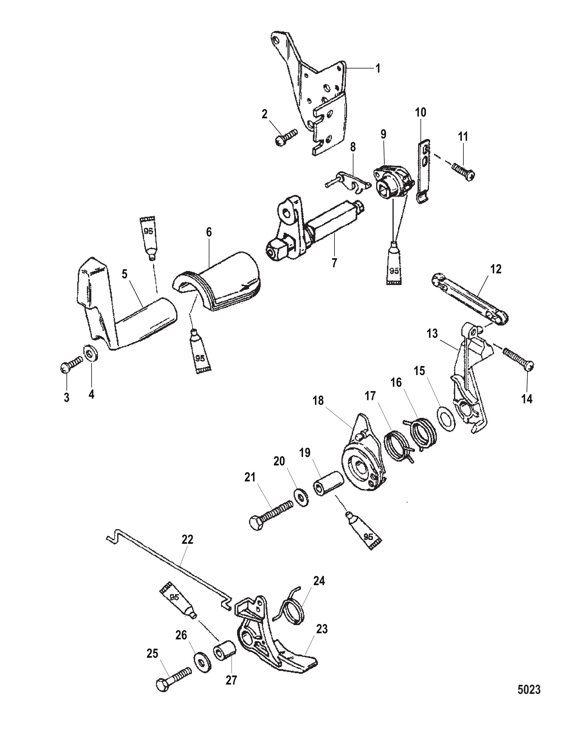 油门与换挡联动装置（侧换挡） Throttle and Shift Linkage (Side Shift)