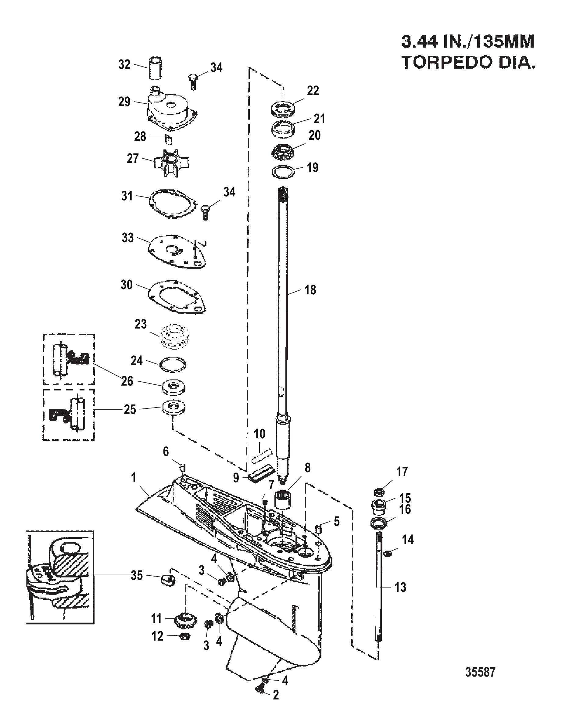 齿轮箱驱动轴-1.64:1传动比 Gear Housing Driveshaft - 1.64:1 Gear Ratio