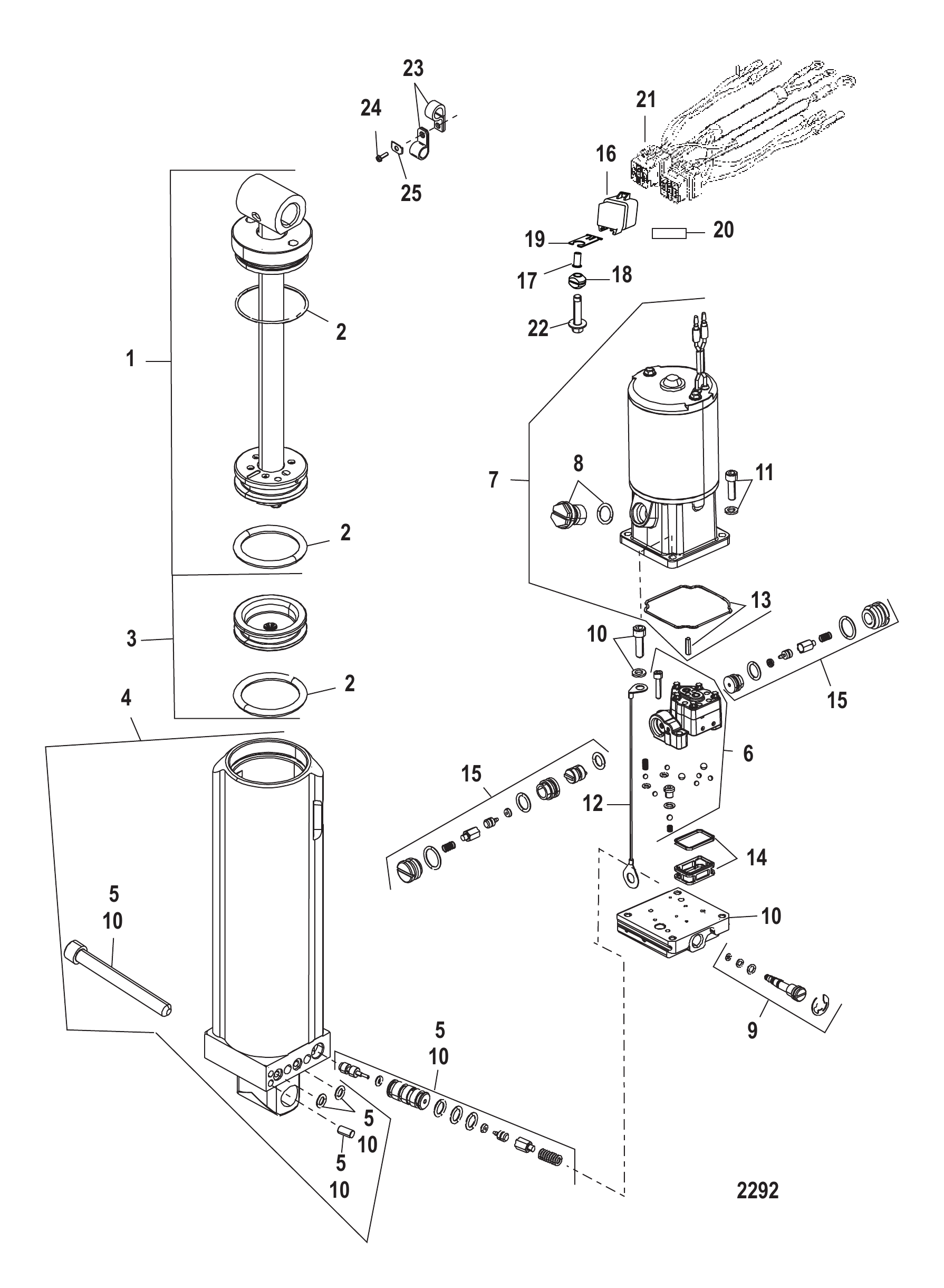 动力配平组件2B092562及以下 Power Trim Components 2B092562 and Below
