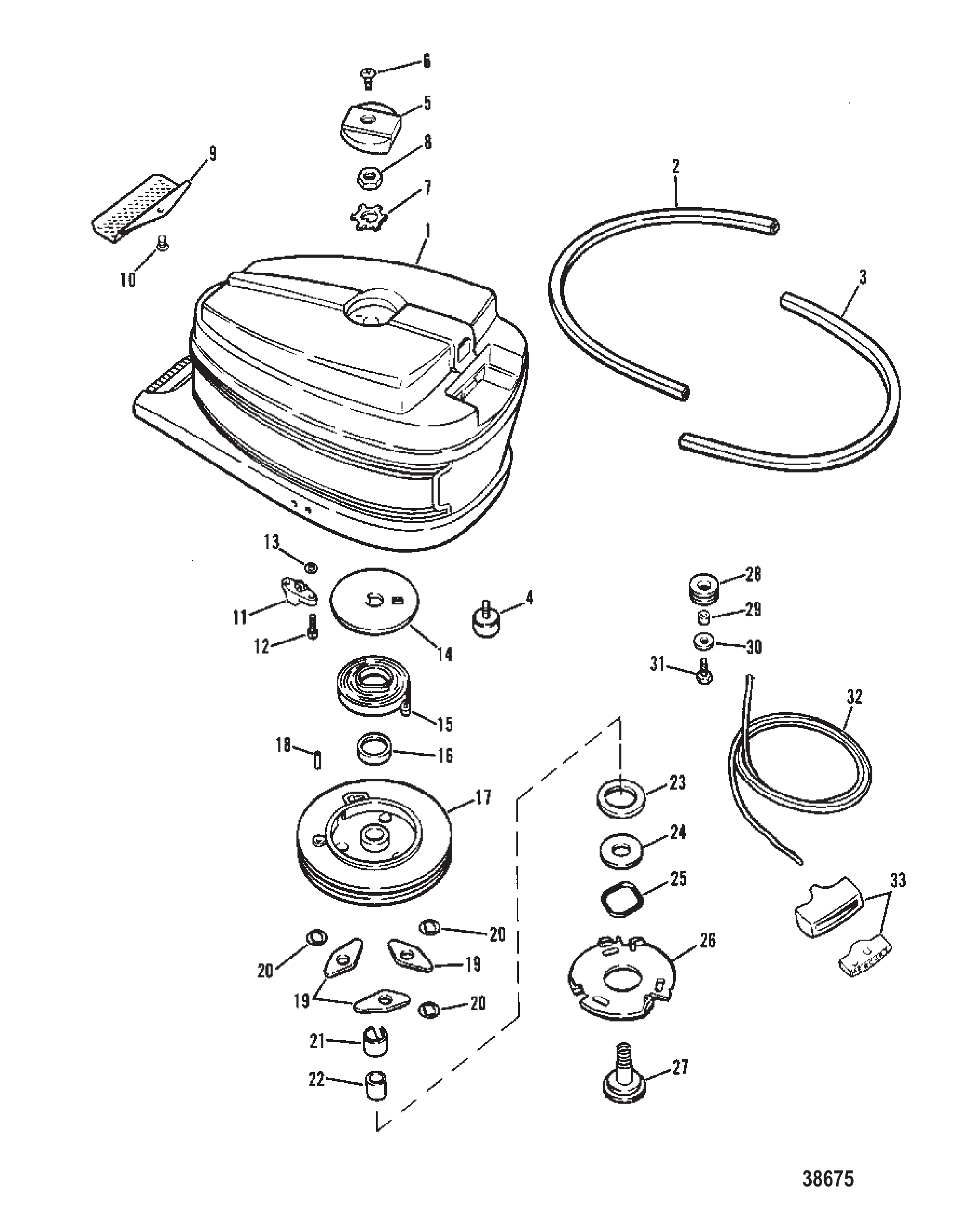 顶罩与启动器总成 TOP COWL AND STARTER ASSEMBLY