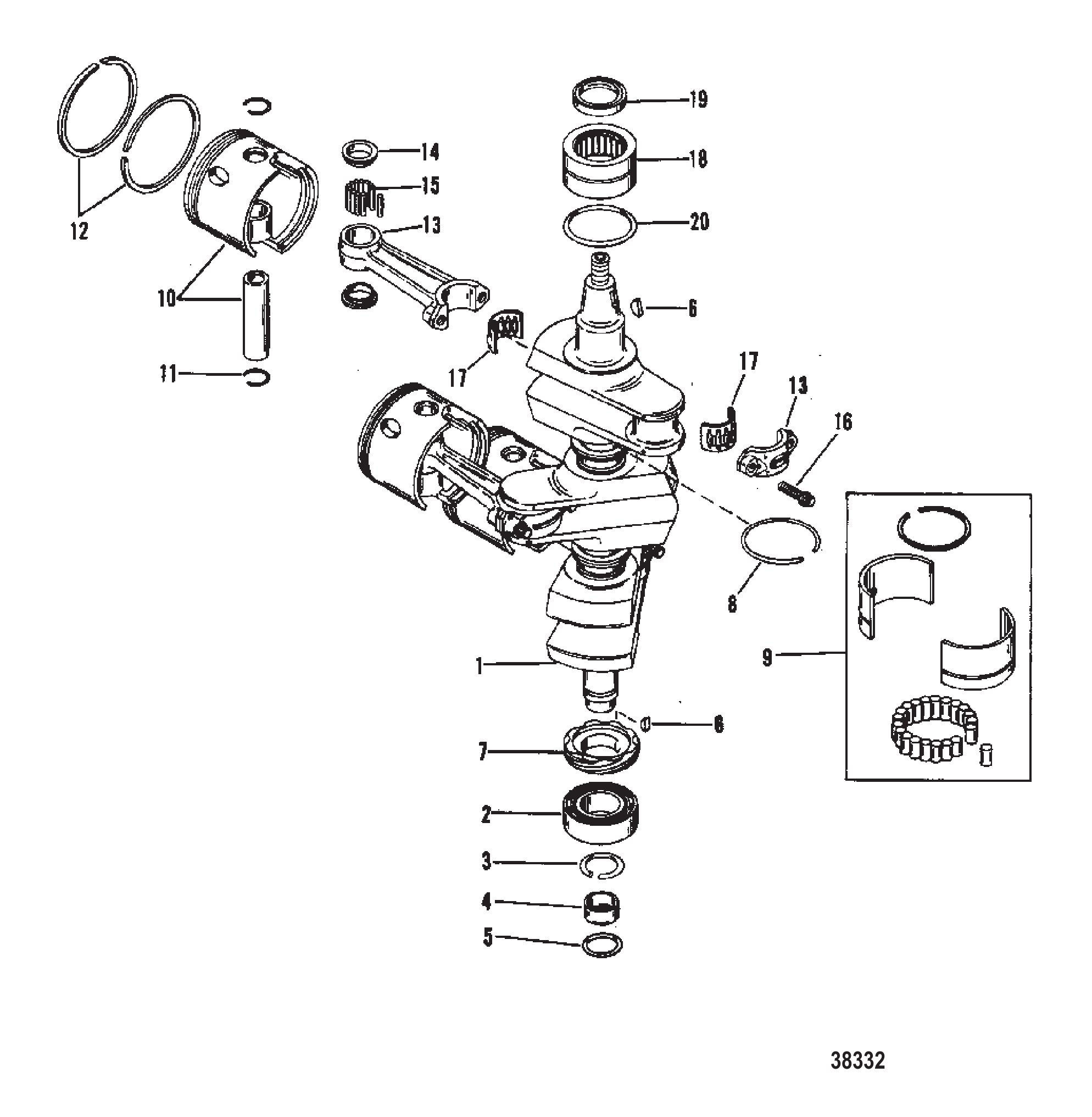 曲轴、活塞与连杆(#638-8532--1) CRANKSHAFT, PISTONS AND CONNECTING RODS (#638-8532--1)