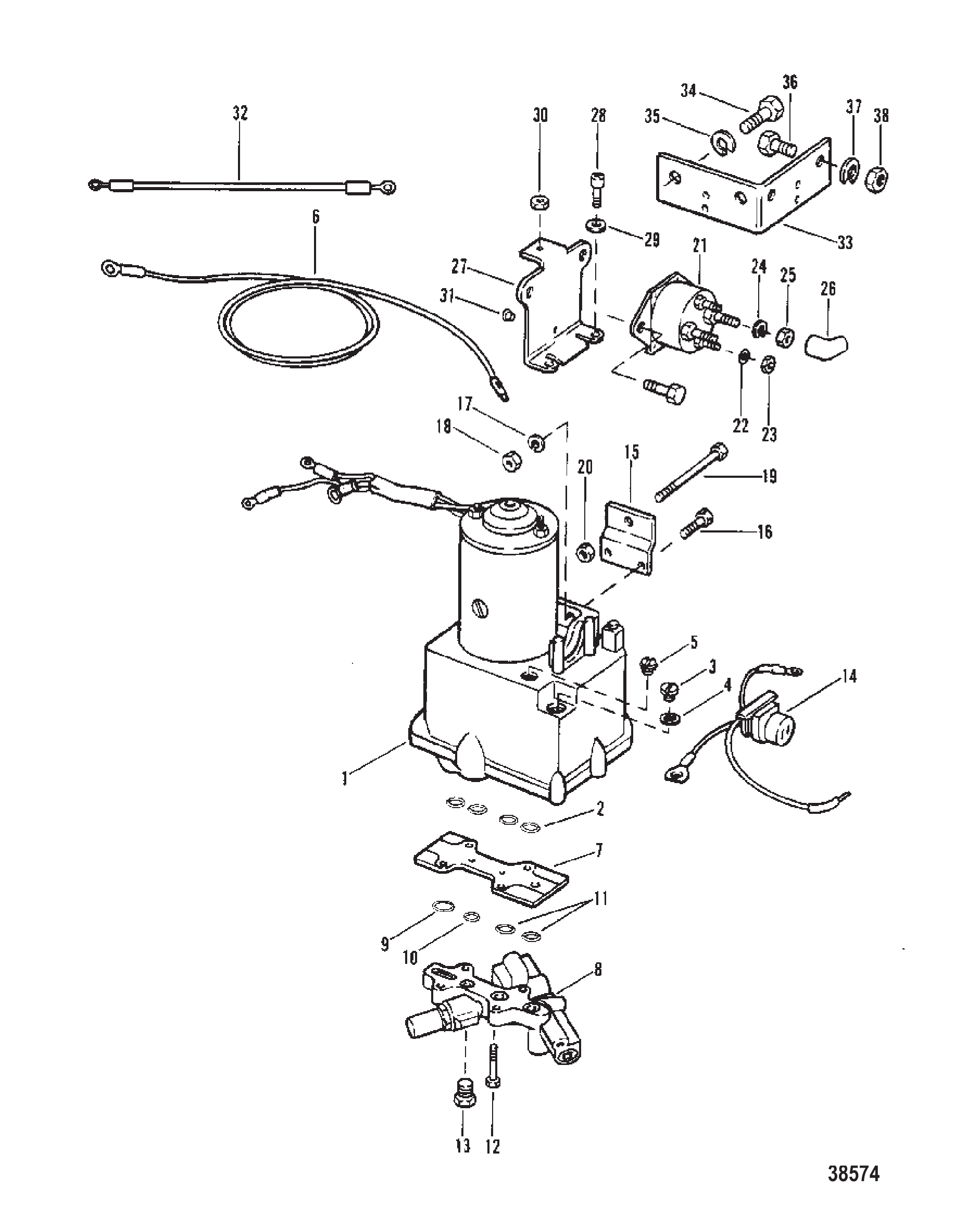动力升降组件(无断路器和保险丝) POWER TRIM COMPONENTS (WITHOUT CIRCUIT BREAKER AND FUSE)