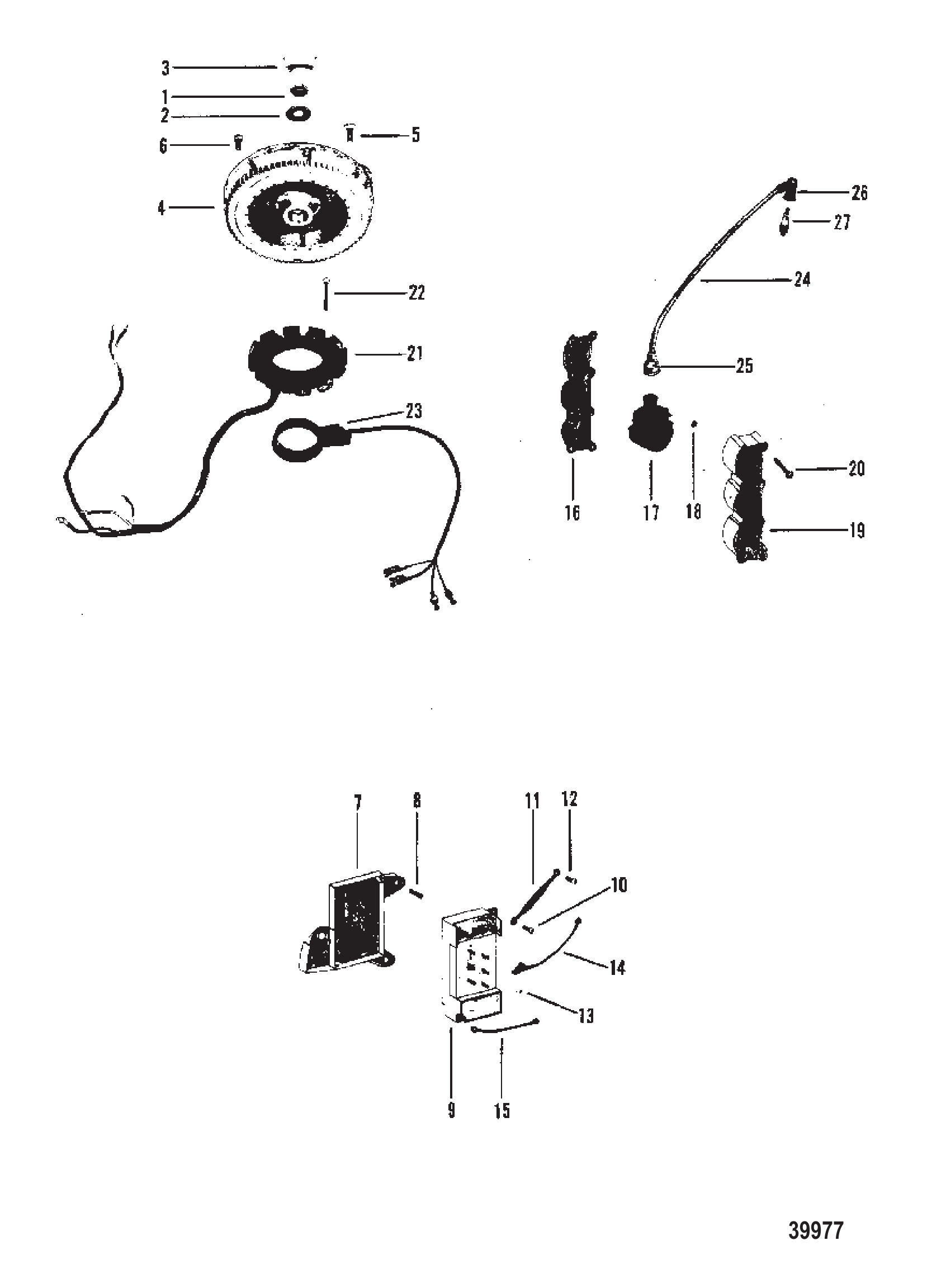 飞轮、开关盒、点火线圈、定子 FLYWHEEL, SWITCH BOX, IGNITION COIL, STATOR