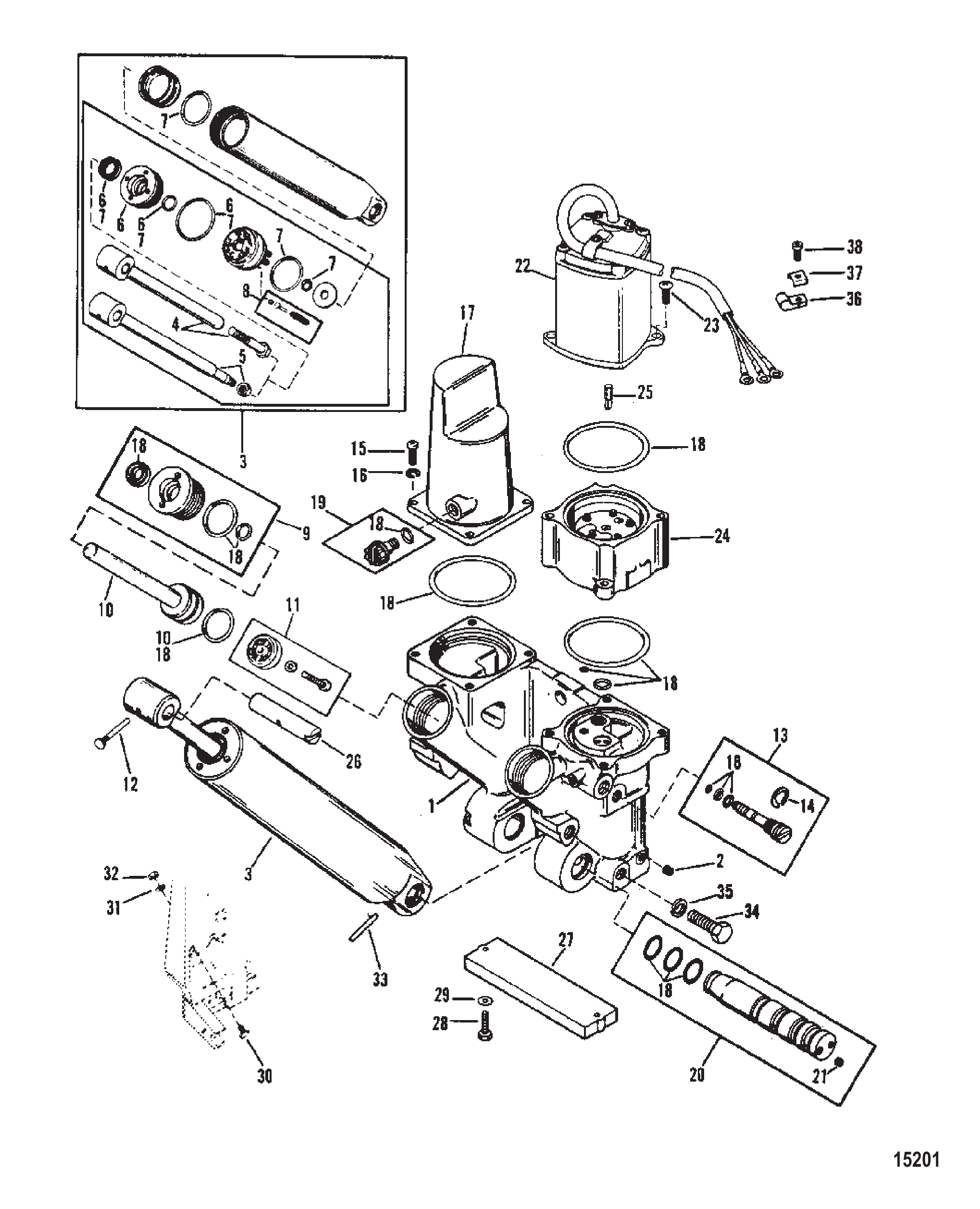 动力升降组件三油缸(设计II型) Power Trim Components Three Ram (Design II )
