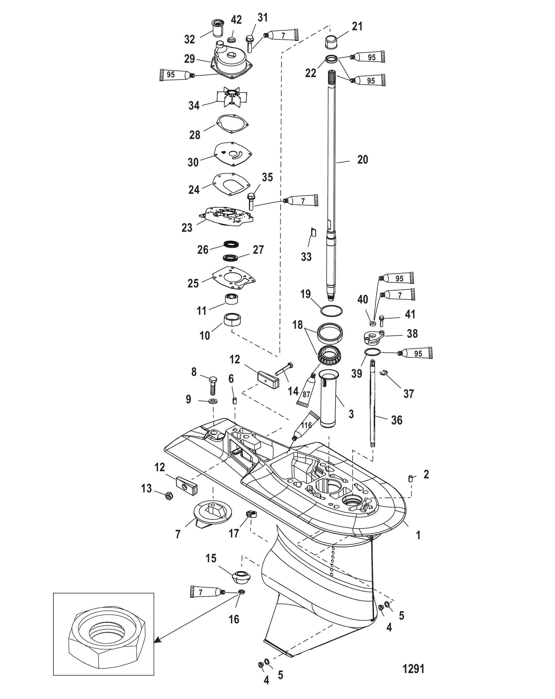齿轮箱驱动装置 2.31:1 USA0T627235/BEL0P215669及以上 Gear Housing Drive 2.31:1 USA 0T627235/BEL 0P215669 and Up