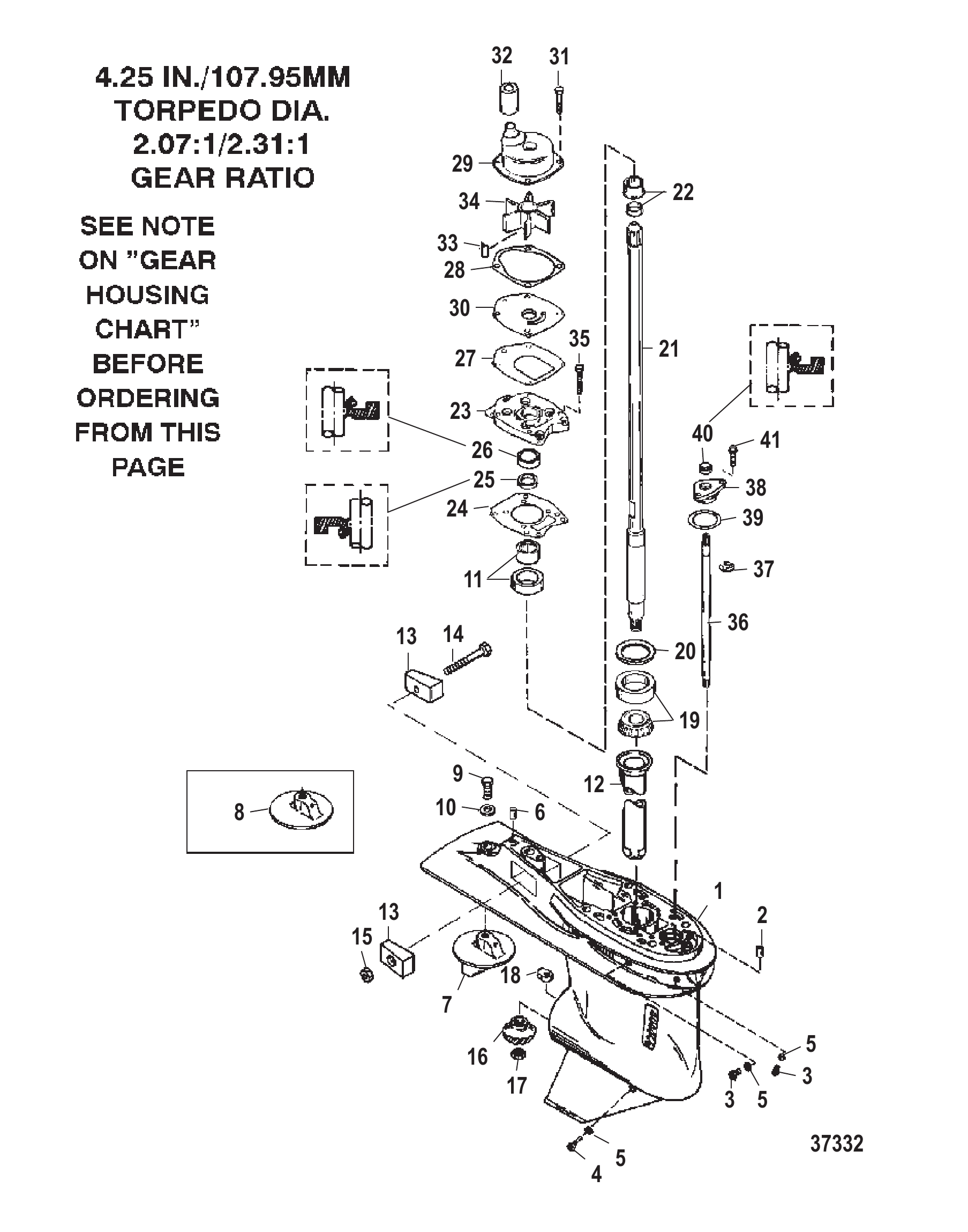 齿轮箱（驱动轴）（3爪反向离合器） GEAR HOUSING (DRIVESHAFT)(3 JAW REVERSE CLUTCH)