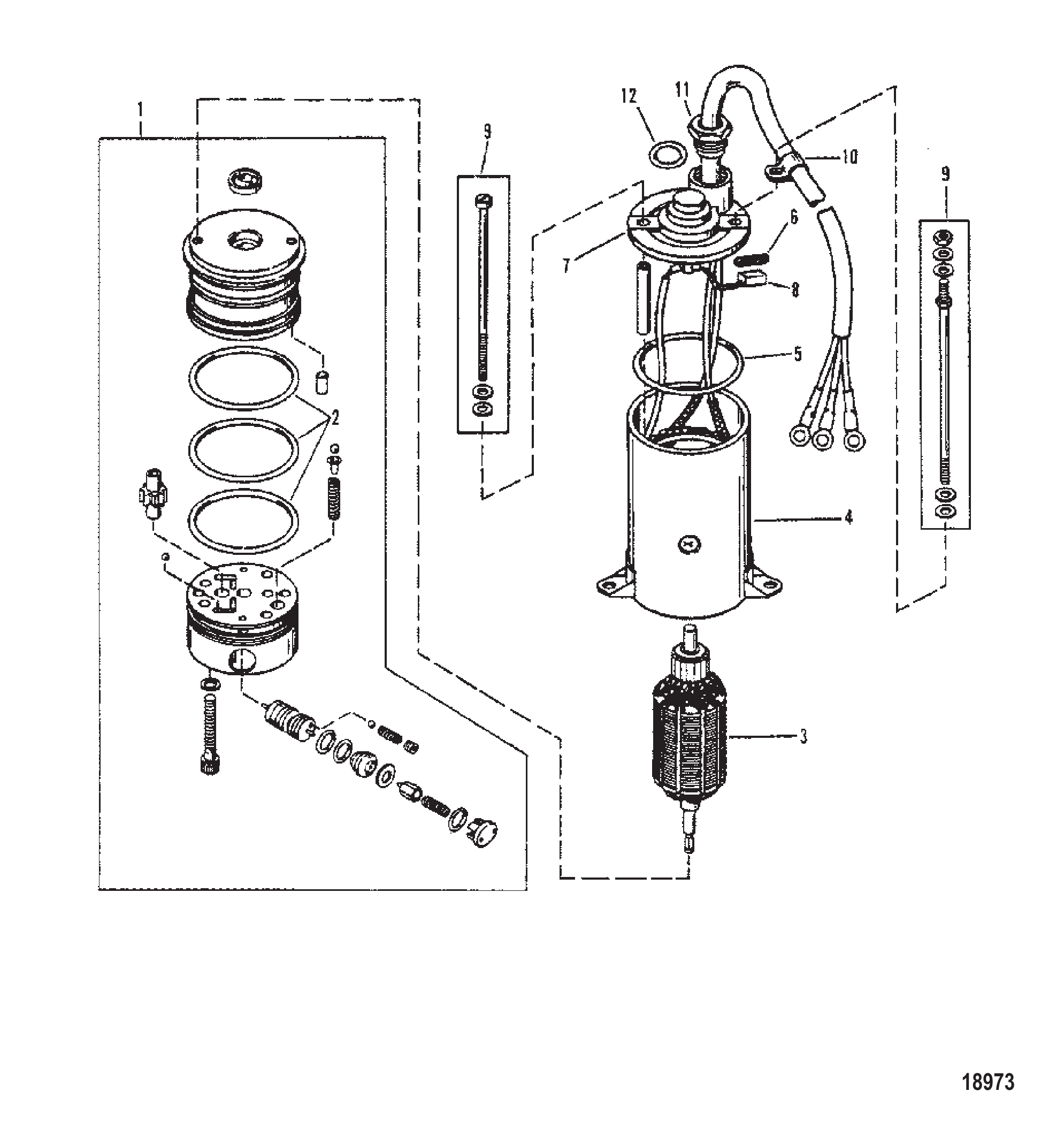 动力升降泵(Prestolite圆形电机) Power Trim Pump (Prestolite Round Motor)