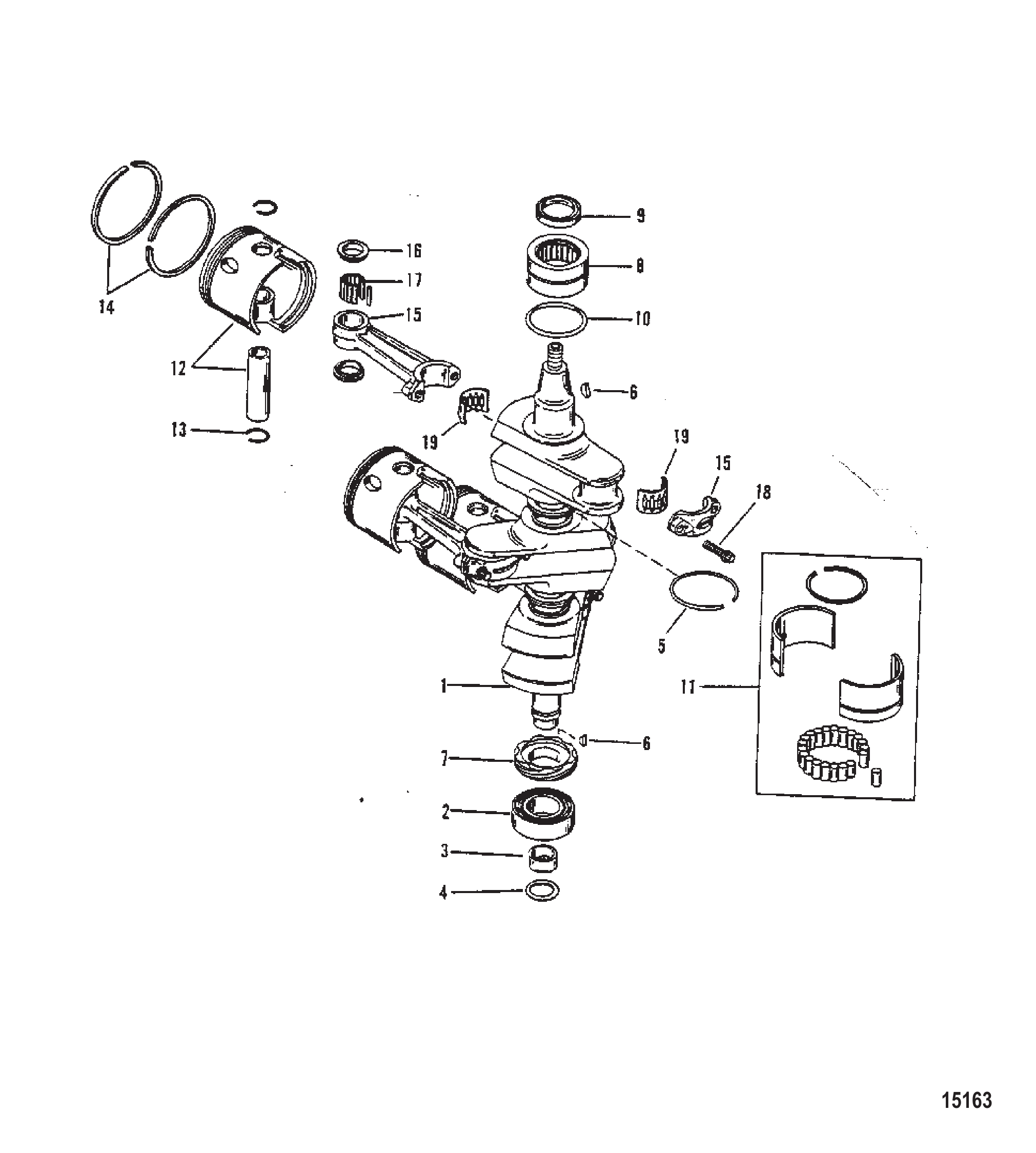 曲轴、活塞与连杆(#646-818846) CRANKSHAFT, PISTONS AND CONNECTING RODS (#646-818846)