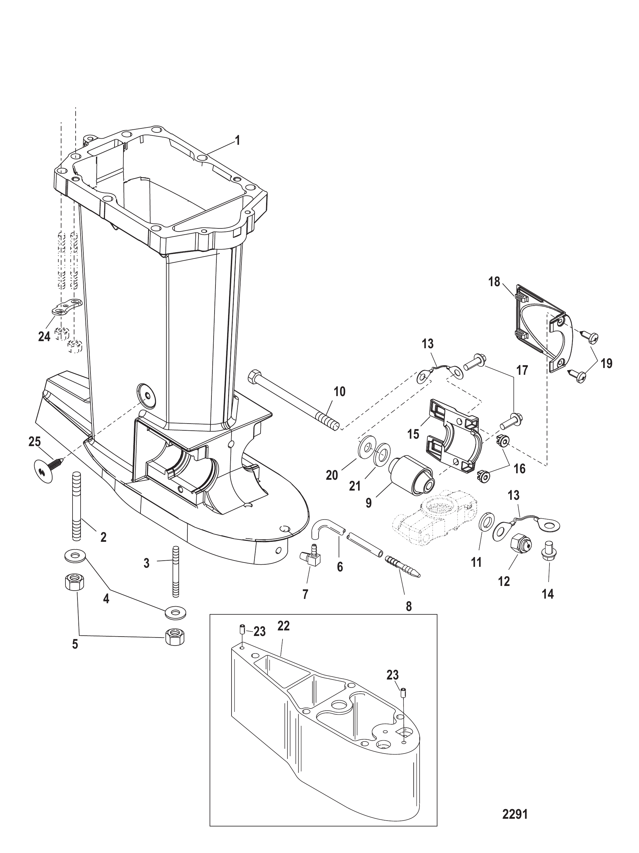 驱动轴壳体 USA-0T801000/BEL-0P268000 及以上 Driveshaft Housing USA-0T801000/ BEL-0P268000 and Up