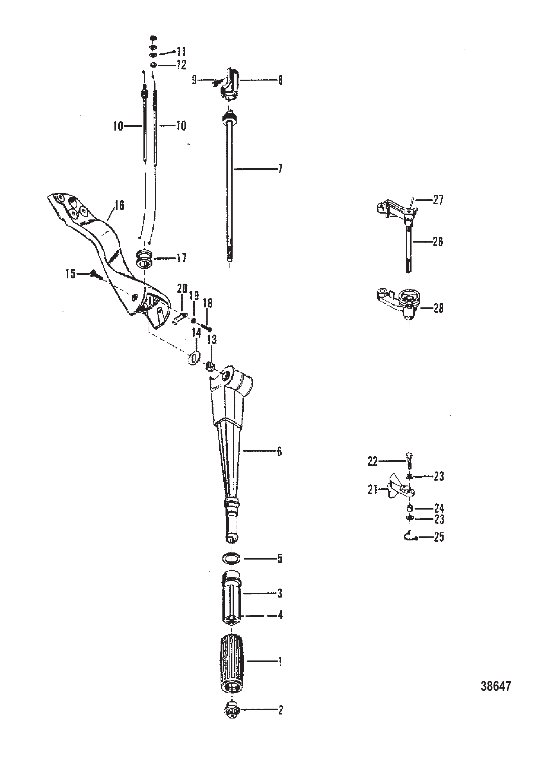 转向手柄与油门连杆 STEERING HANDLE AND THROTTLE LINKAGE