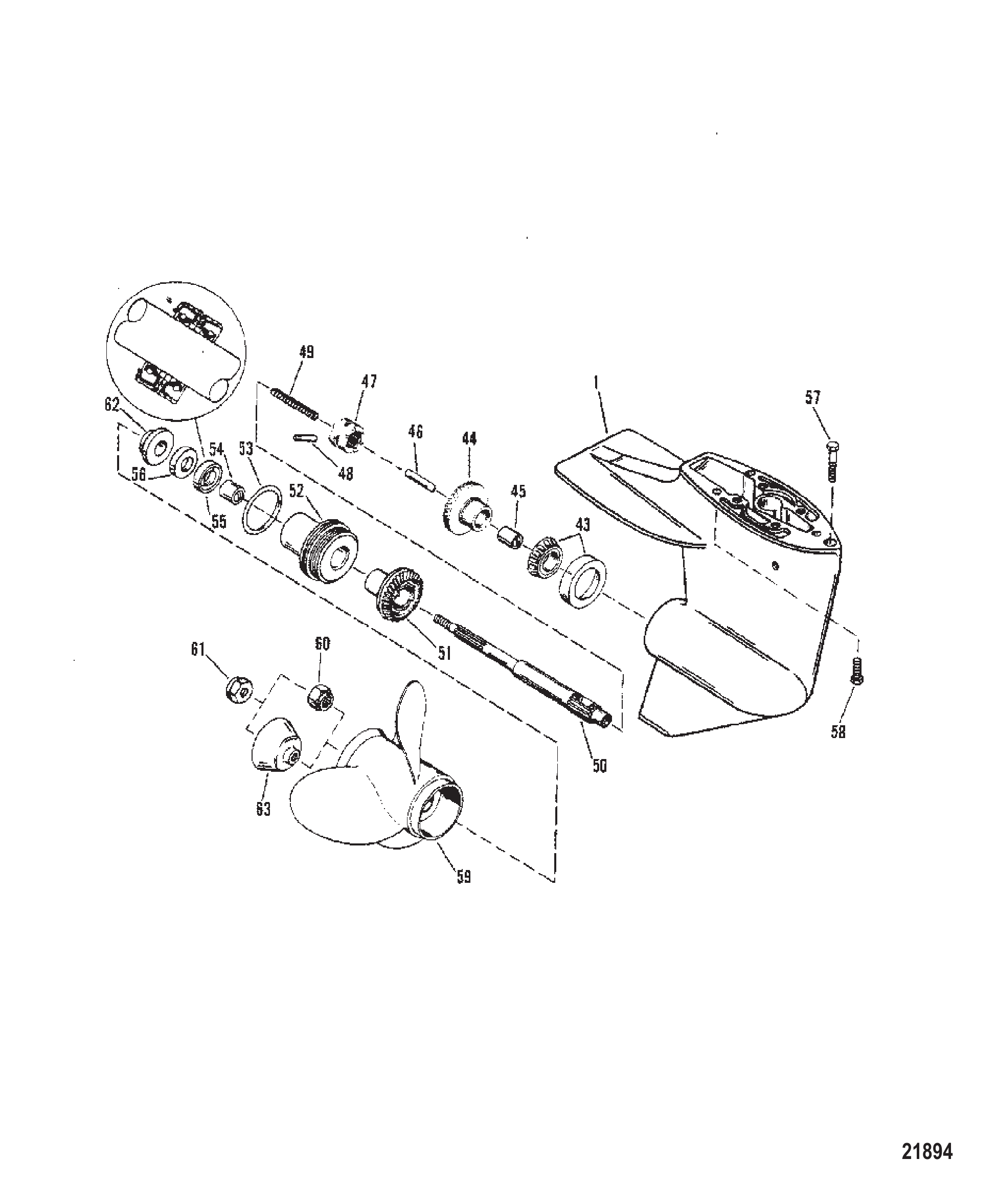 齿轮箱（螺旋桨轴-设计II-参见驱动轴图纸） Gear Hsg (Propshaft-Design II-Refer to Driveshaft Drawing)