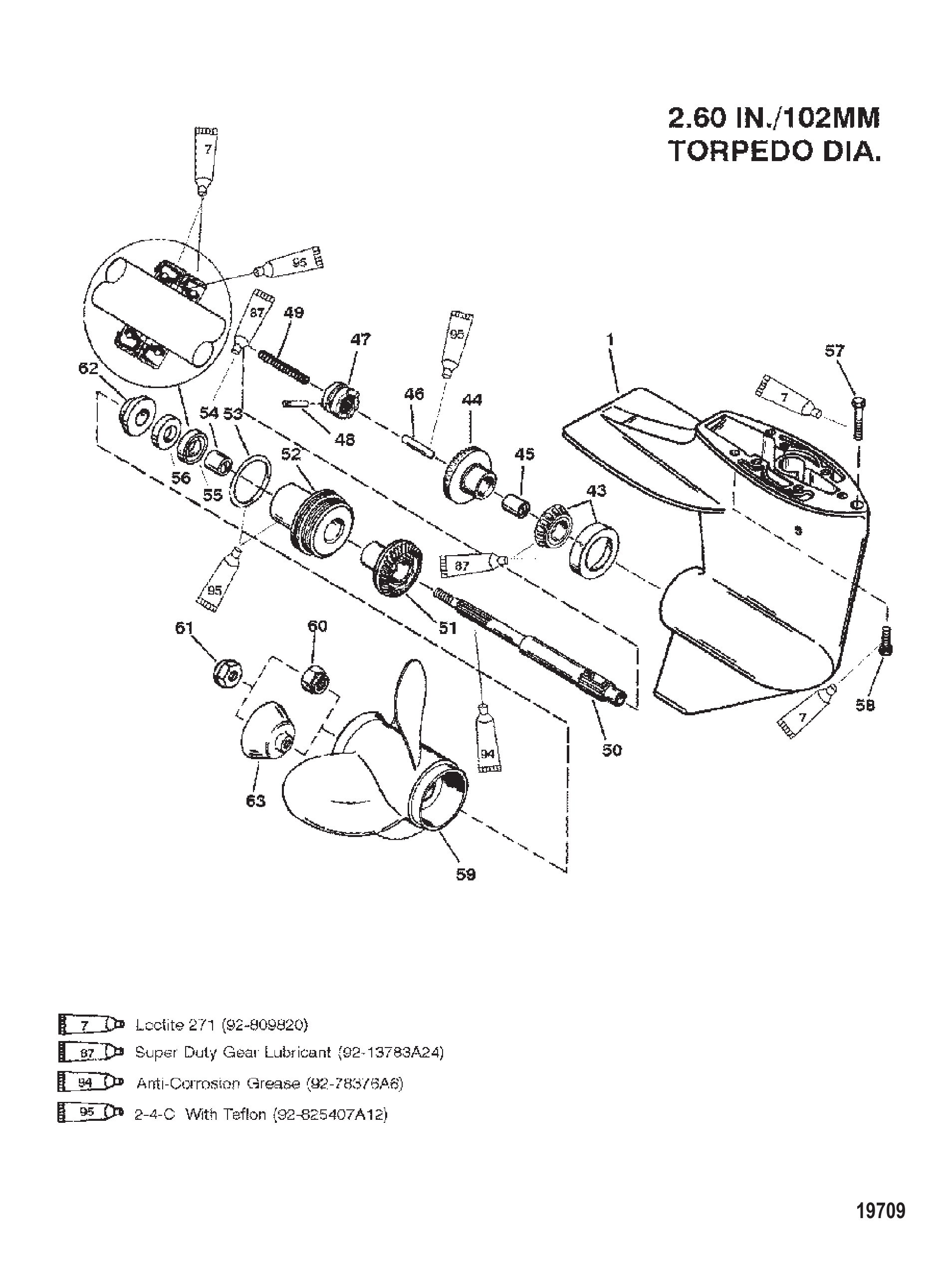 齿轮箱螺旋桨轴-2.00:1齿轮比 Gear Housing Propeller Shaft - 2.00:1 Gear Ratio