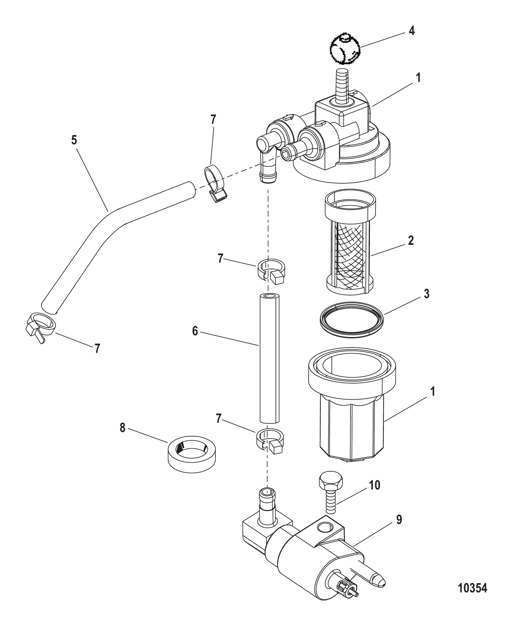 燃油滤清器总成(USA-1B153168/BEL-0P360021及以上) Fuel Filter Assembly (USA-1B153168/BEL-0P360021 and Up)