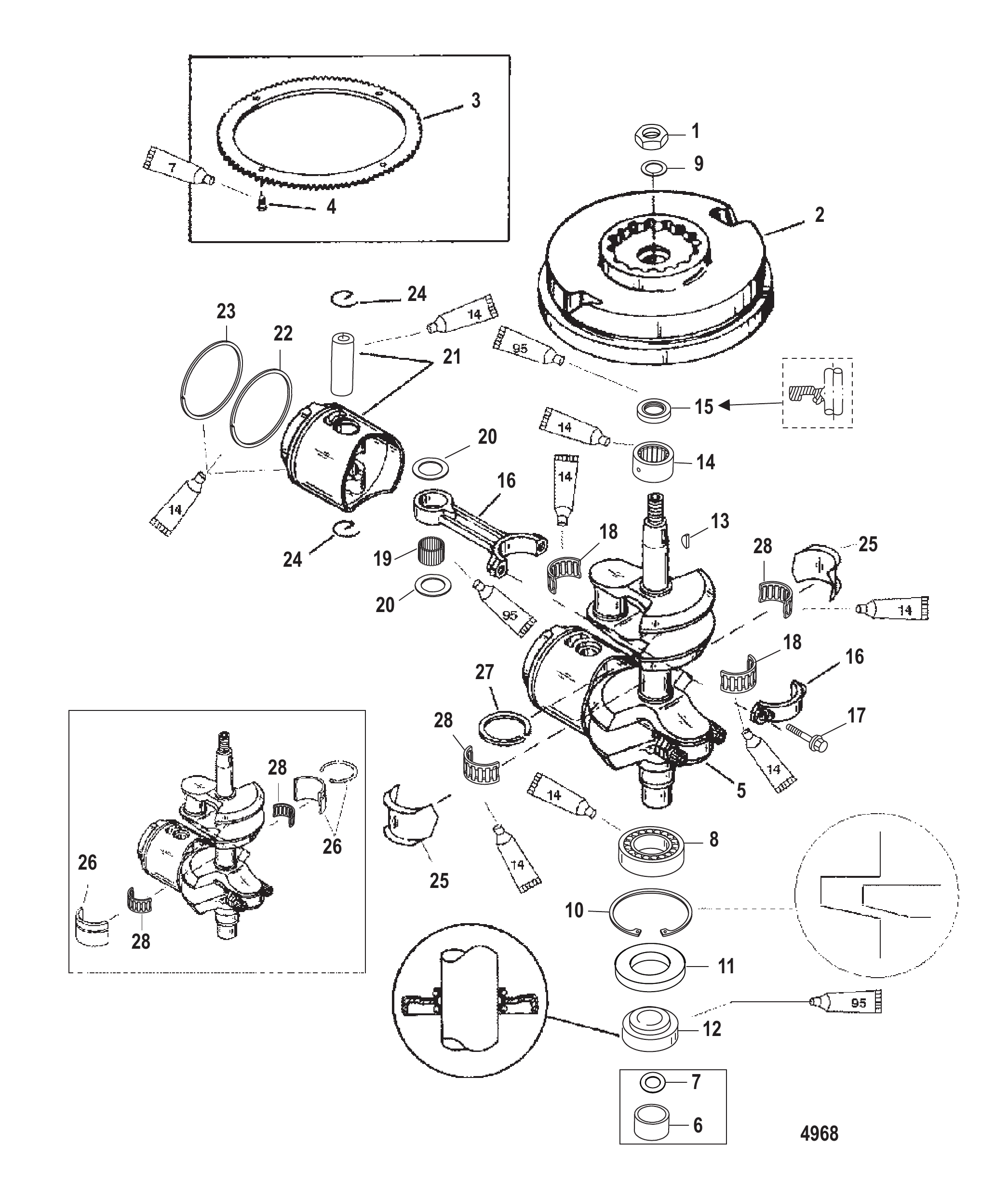 曲轴活塞与飞轮 Crankshaft Pistons and Flywheel