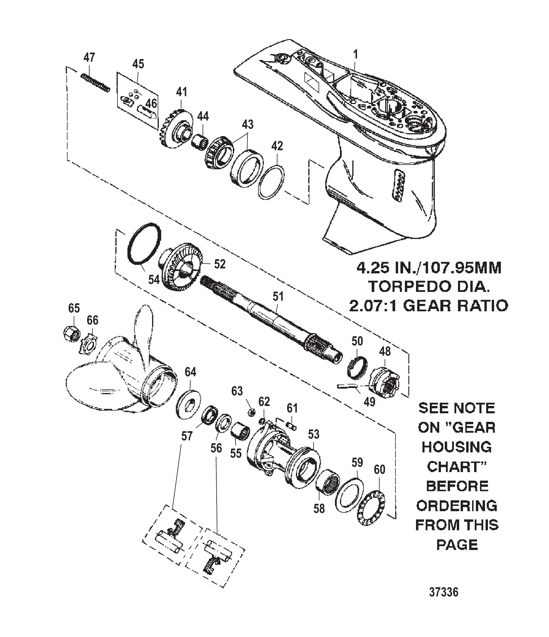 齿轮箱（螺旋桨轴）（6爪倒车离合器） GEAR HOUSING (PROP SHAFT)(6 JAW REVERSE CLUTCH)