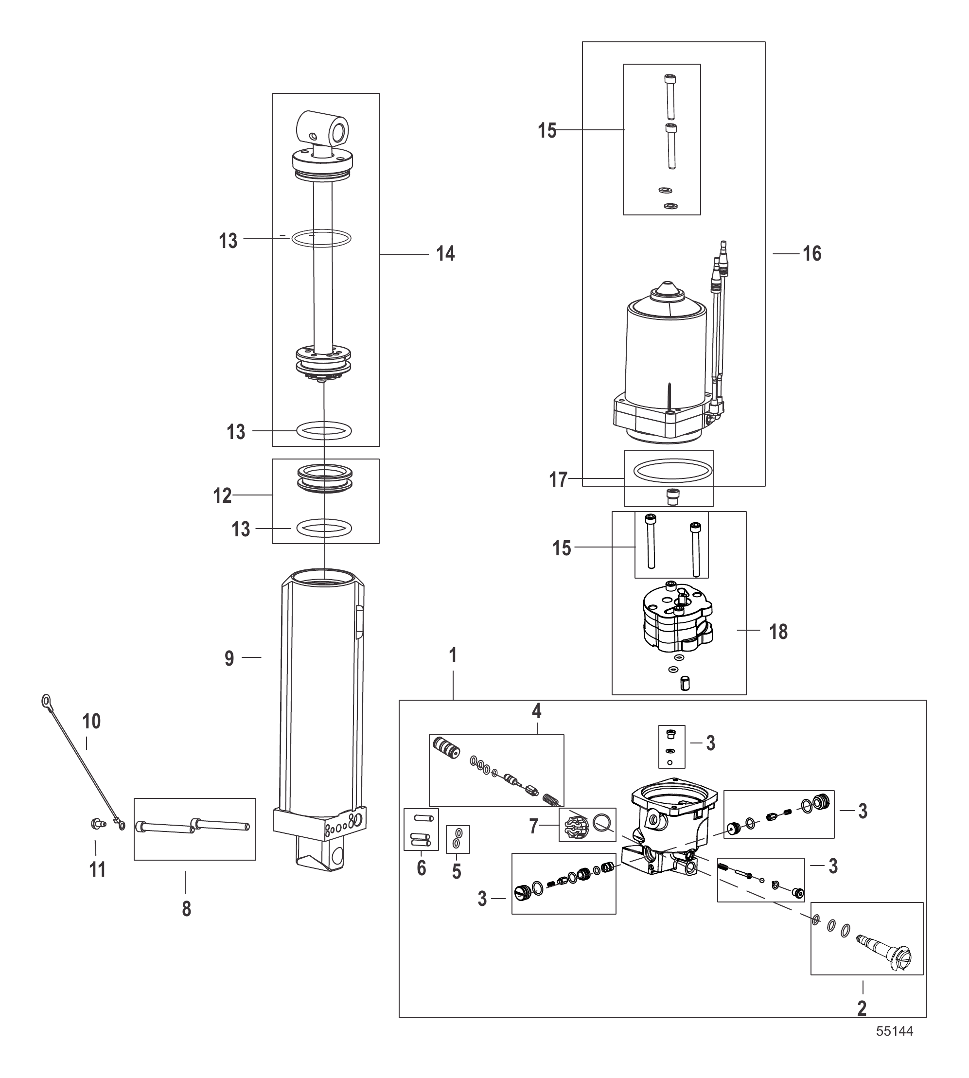 动力配平总成-组件2B092563及以上 Power Trim Assembly - Components 2B092563 and Up