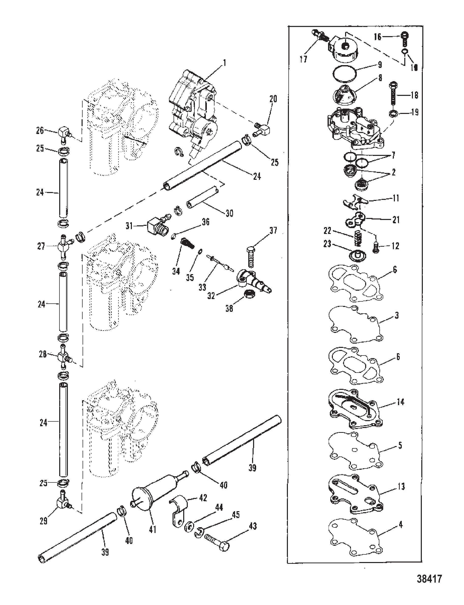 燃油泵及油管（旧型燃油泵） FUEL PUMP AND FUEL LINES (OLD STYLE FUEL PUMP)