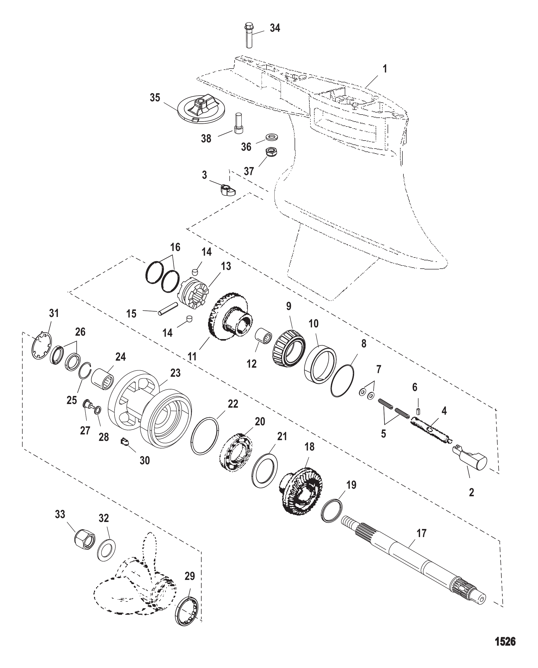 齿轮箱螺旋桨轴-标准旋转 Gear Housing Propeller Shaft - Standard Rotation