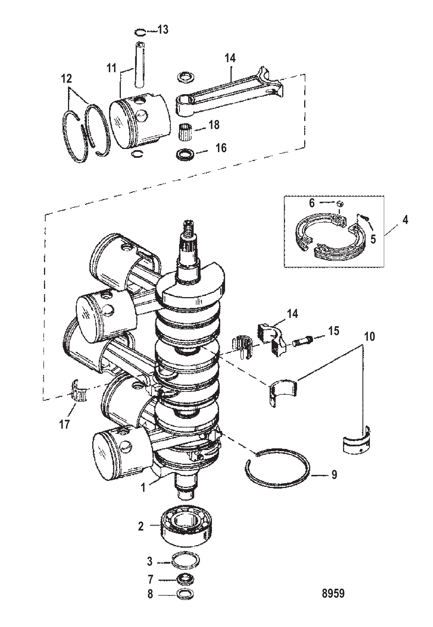 曲轴（连杆锻件编号636-8118） Crankshaft (Connecting Rod Forging # is 636-8118)