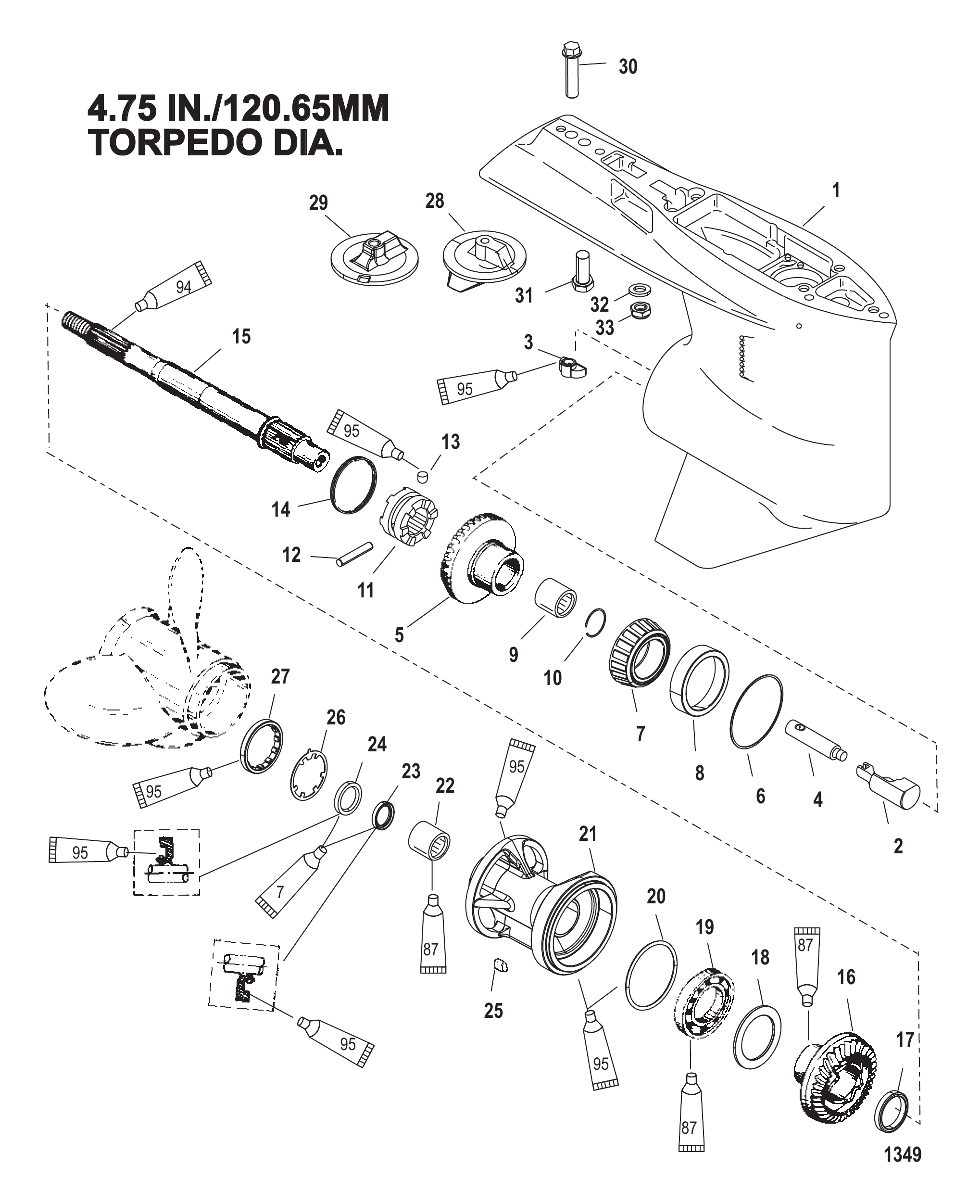 齿轮箱螺旋桨轴-标准旋转 Gear Housing Propeller Shaft - Standard Rotation