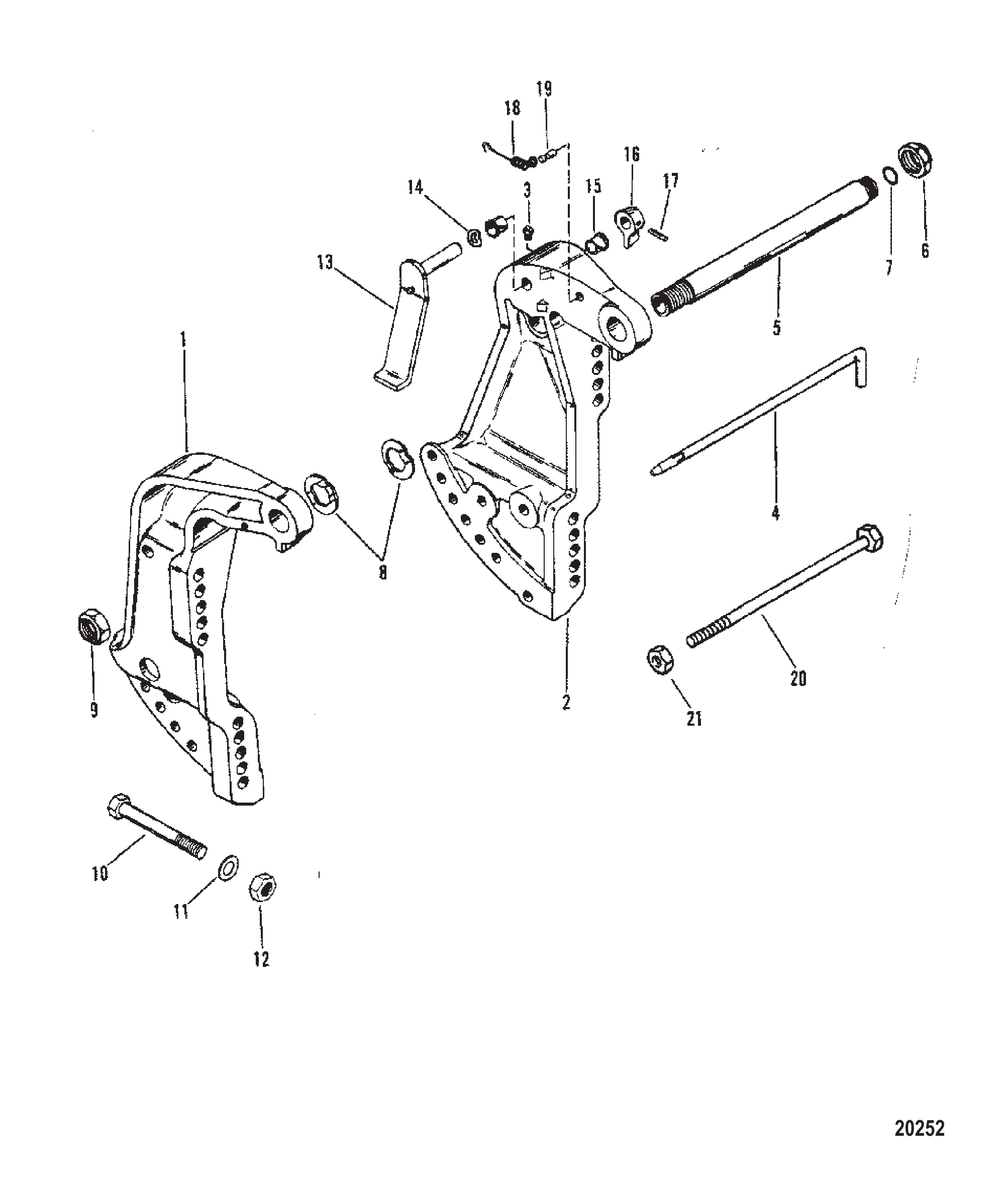 艉板支架(序列号6616991及以上) Transom Brackets (S/N-6616991 and Up)