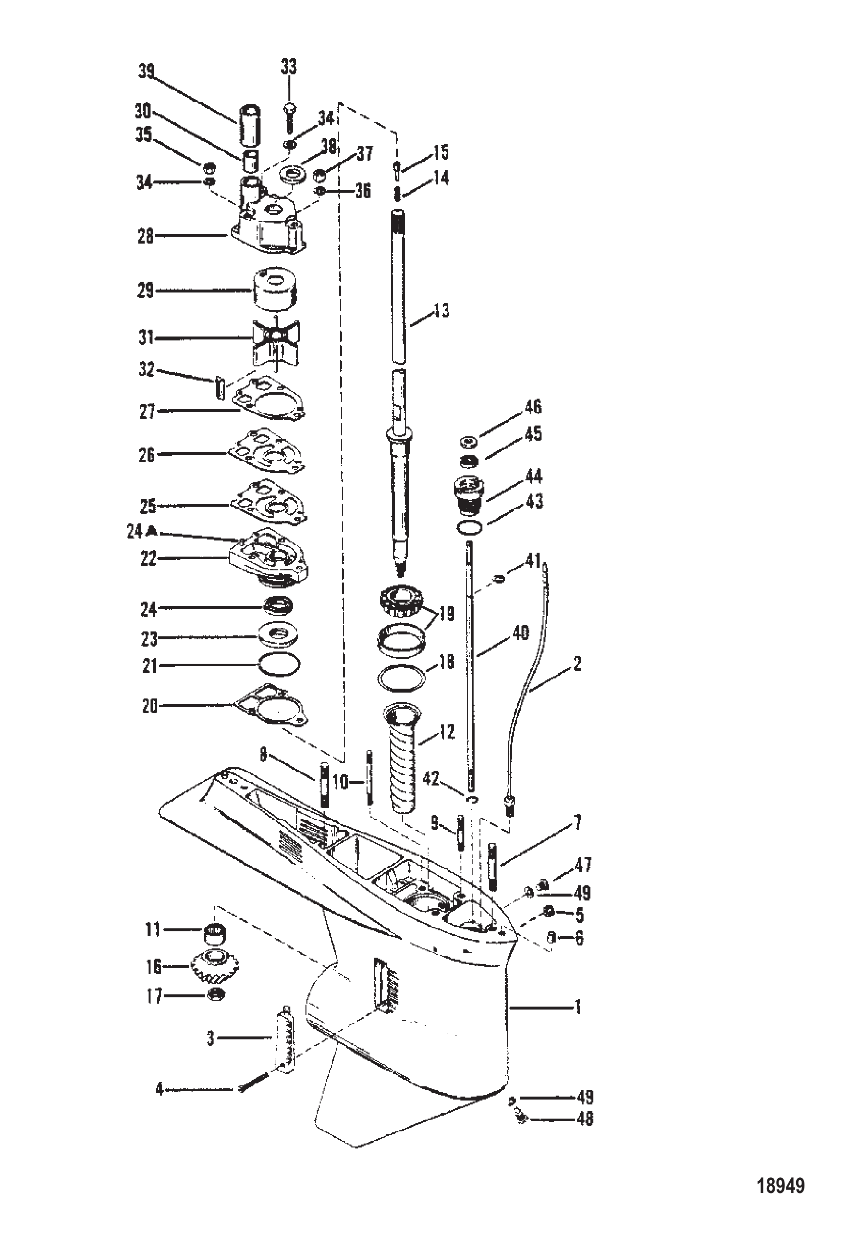 齿轮箱(驱动轴)(无驱动轴螺母) Gear Housing (Driveshaft)(Without a Driveshaft Nut)