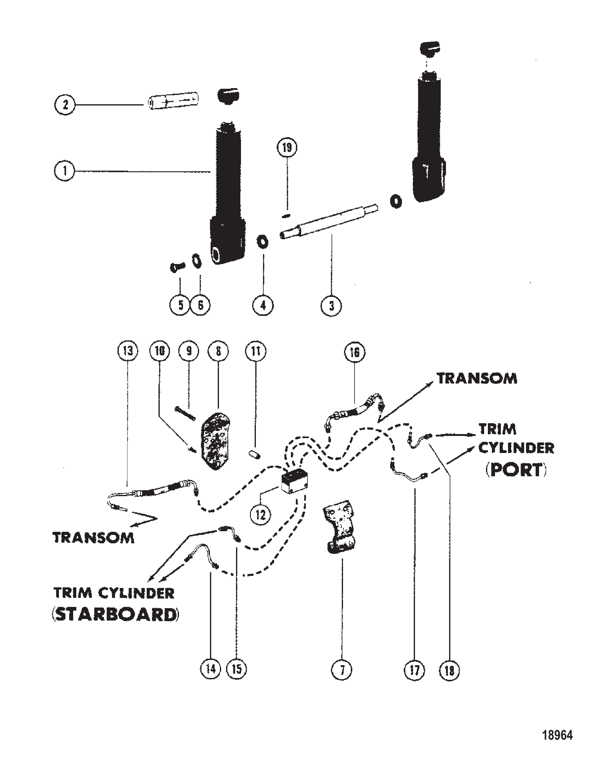 平衡油缸(序列号USA-5503246/AUS-8062734及以下) Trim Cylinder (S/N-USA-5503246/AUS-8062734 and Below)