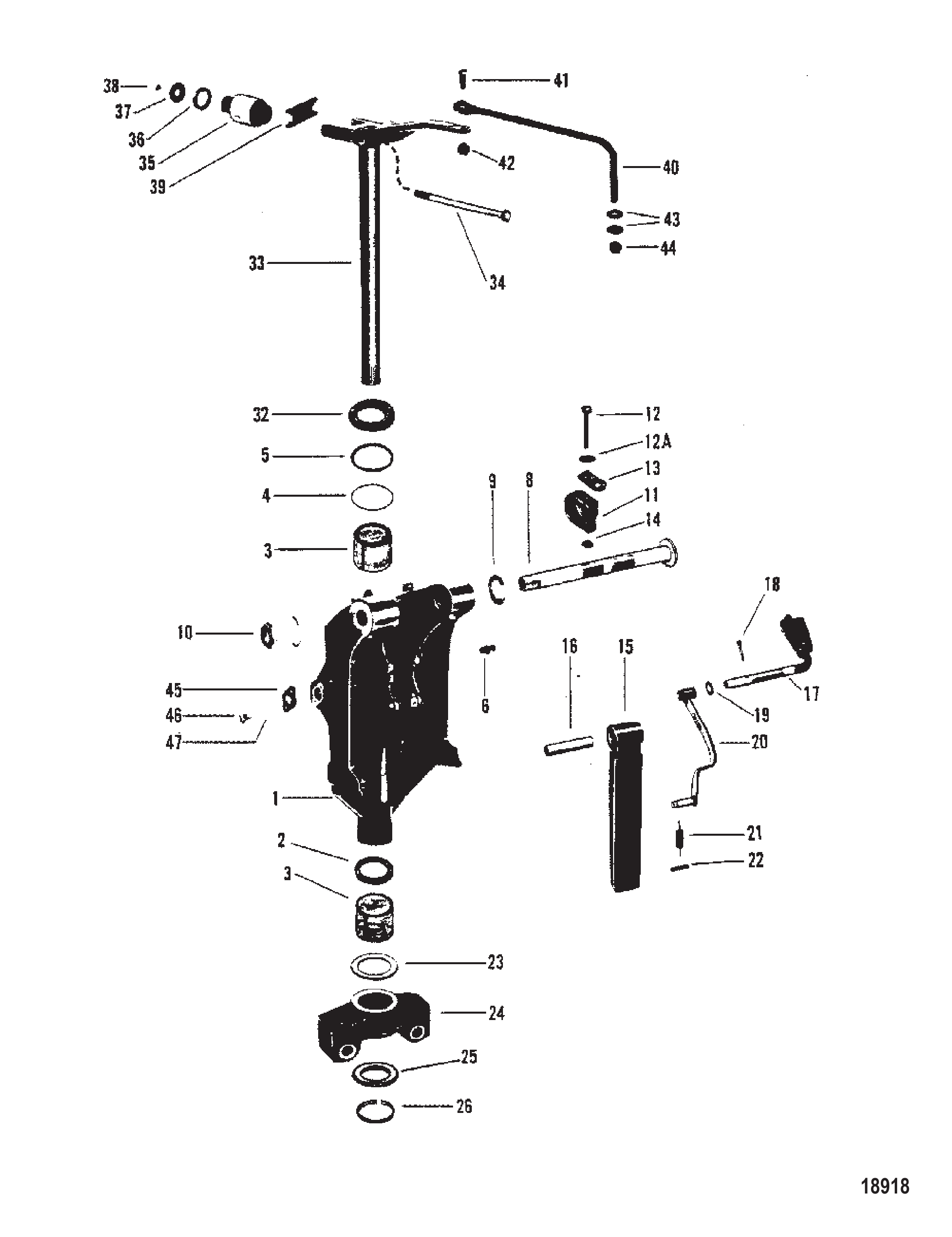 旋转支架（序列号-Merc-5488751/Mariner-5316380及以下） Swivel Bracket (S/N-Merc-5488751/Mariner-5316380 & Below)
